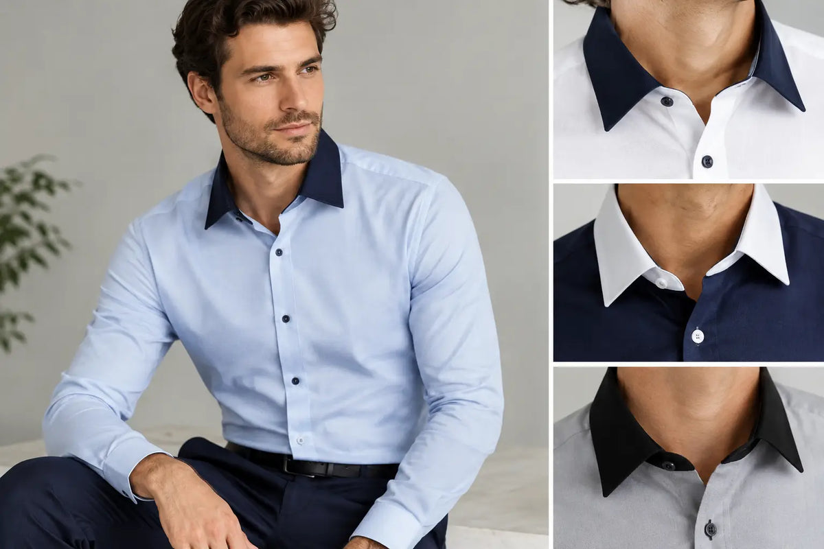 Shirts With Contrast Collar Details, Styled