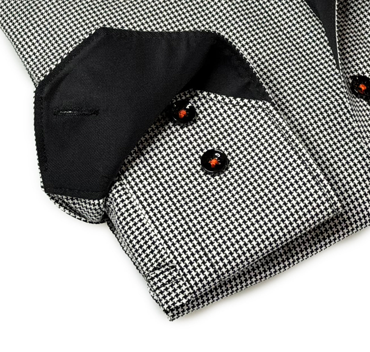 Cole Button-Up Shirt With Contrast Details // Black Houndstooth // Contemporary Fit (Regular)
