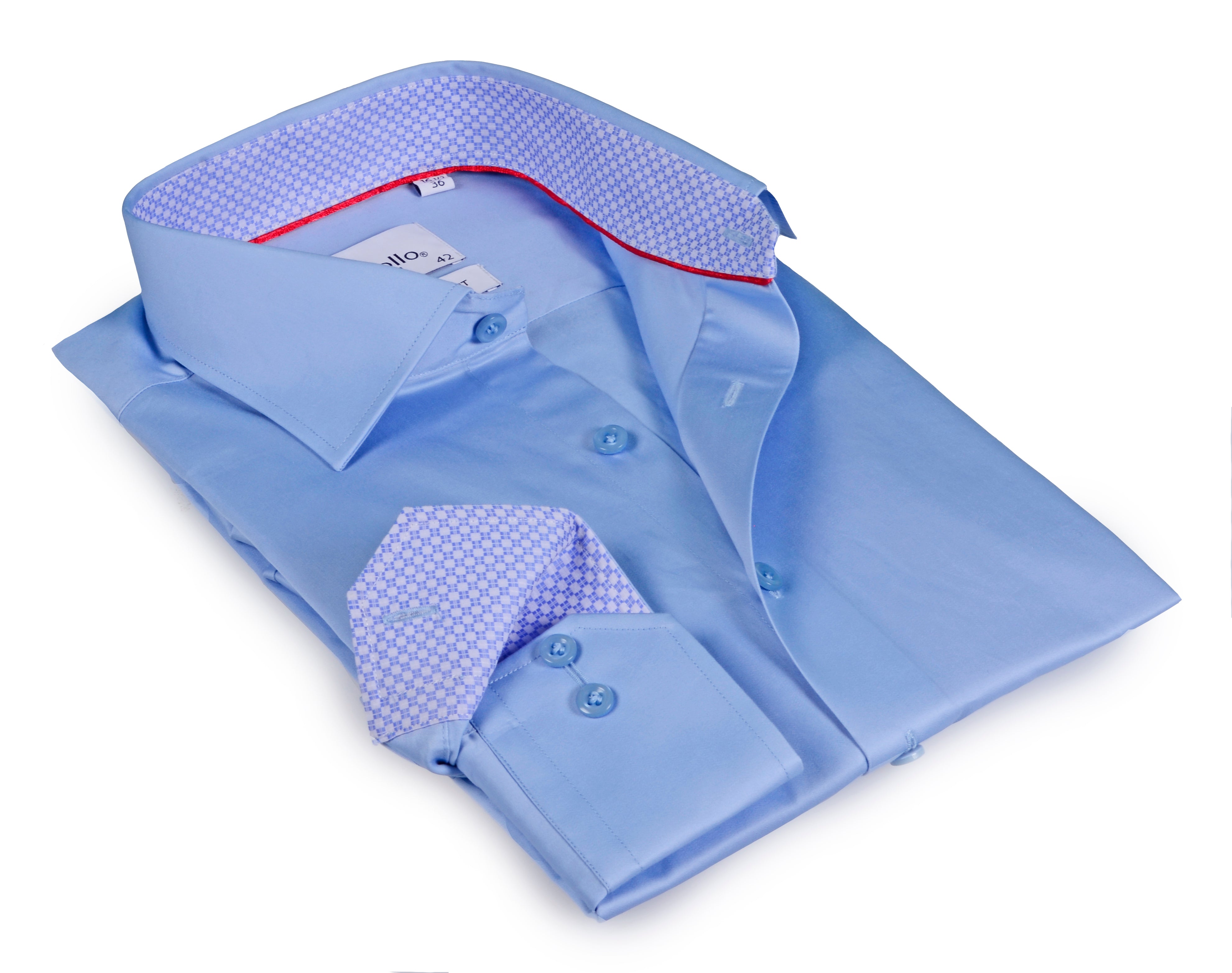 Blue Long Sleeve Shirt with contract trimming // Dual cuffs// contemporary fit LEVINAS® Official