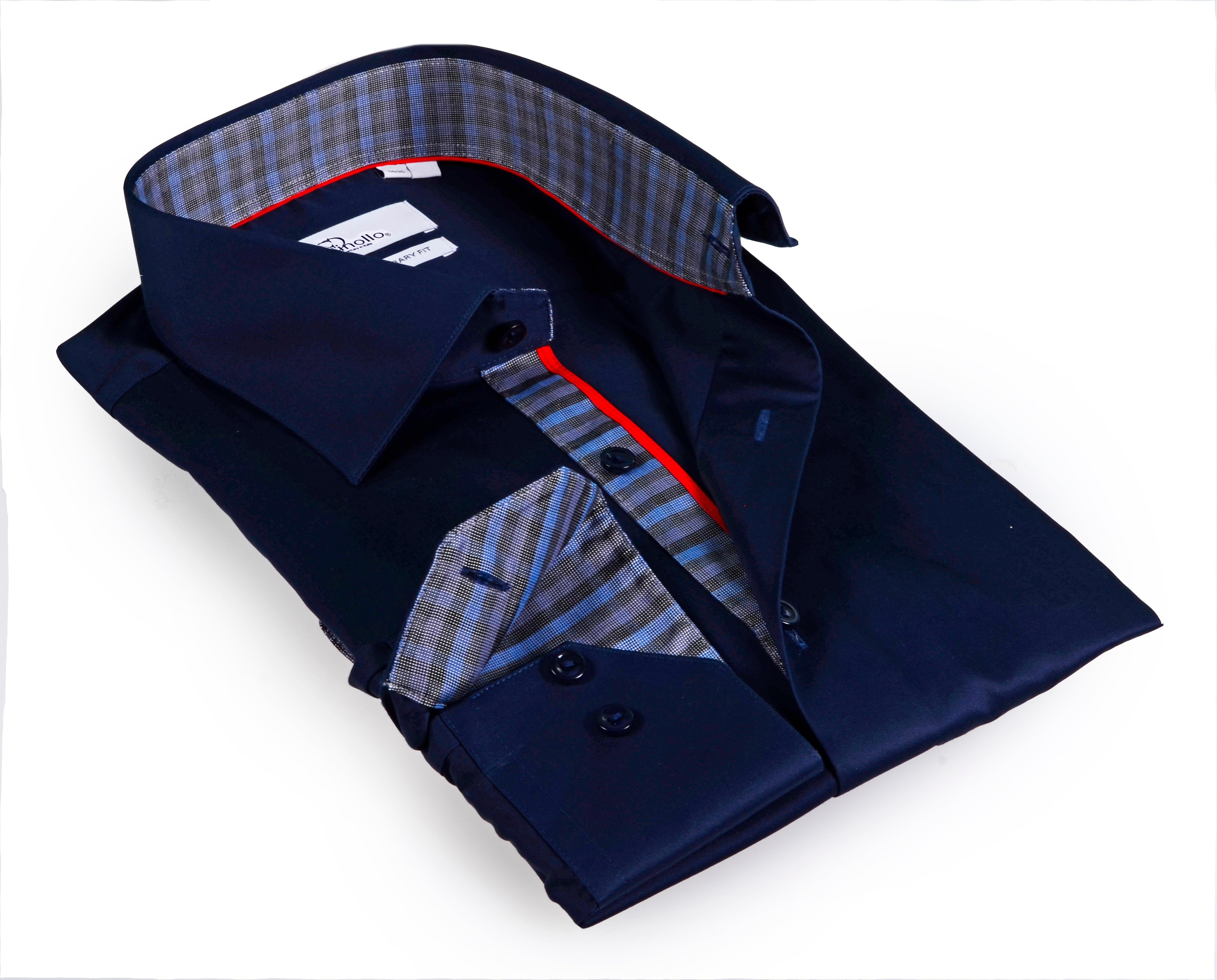 Boy's long sleeve shirt with contrast details inside the collar, cuff and the placket. LEVINAS® Official