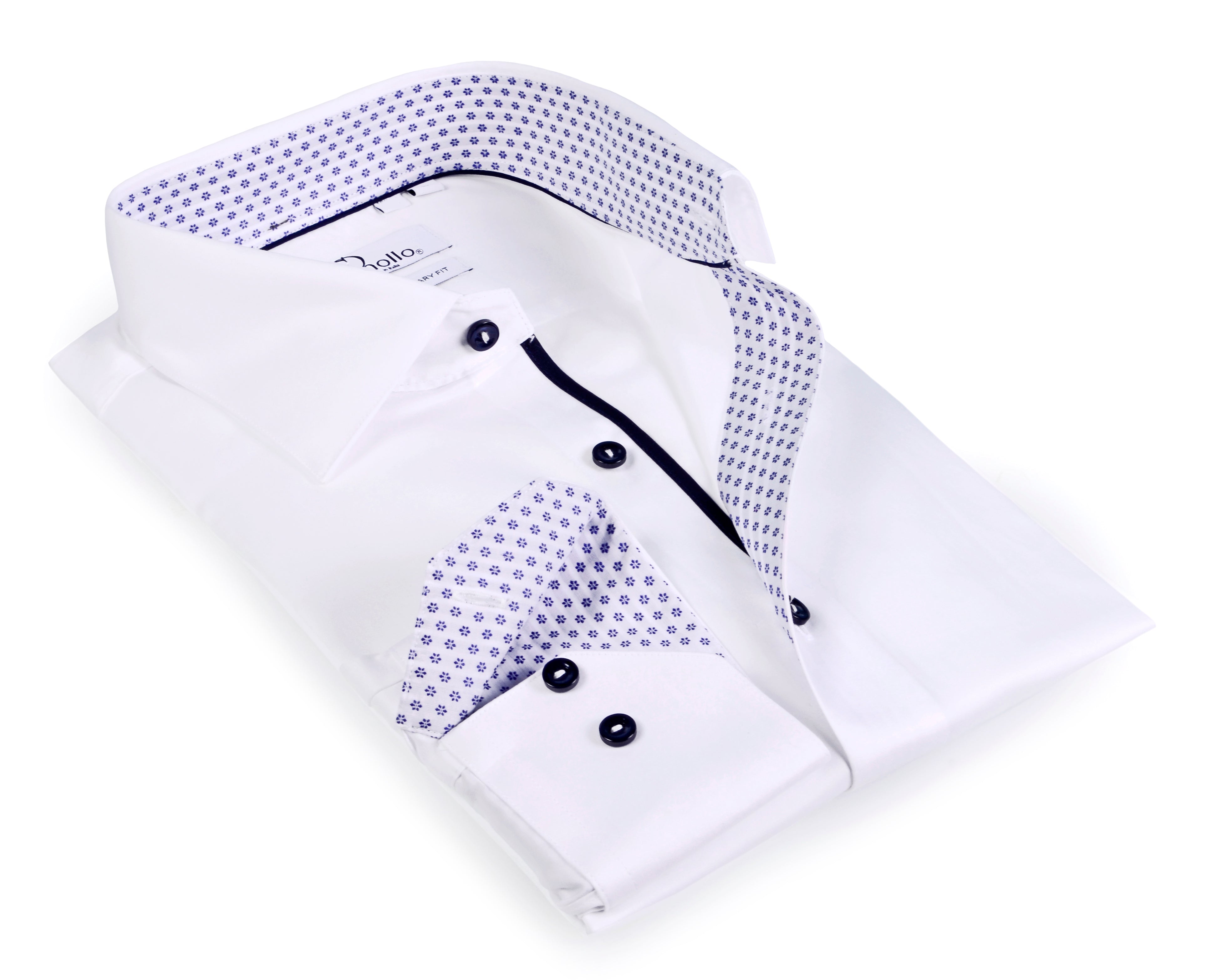 Boy's long sleeve white shirt with contrast details inside the collar, cuff and the placket. LEVINAS® Official