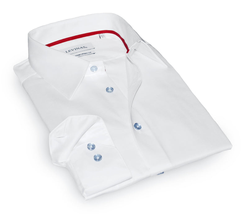 Business - Casual Button-Down Shirt // White // Contemporary Fit (Regular) LEVINAS® Official 