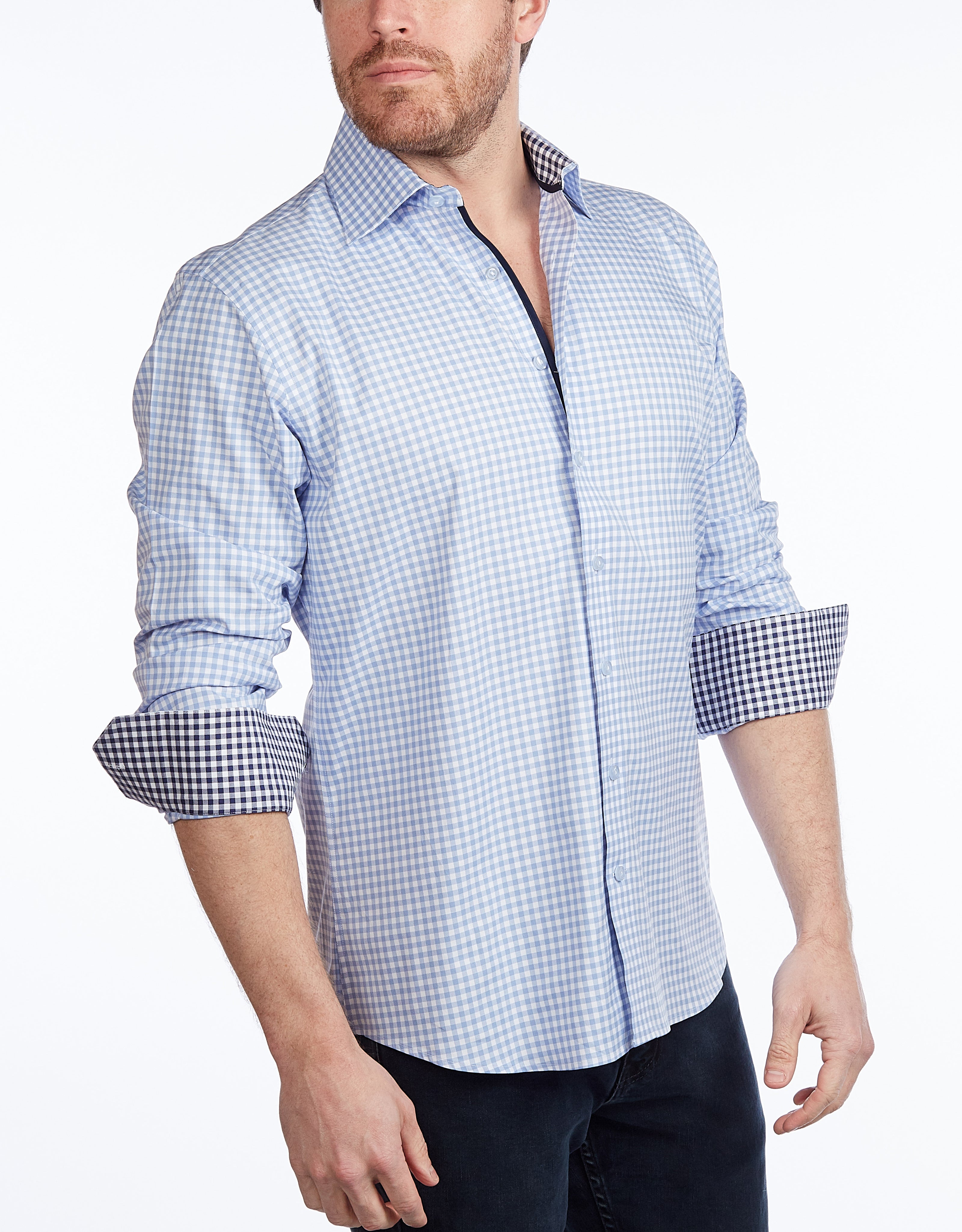 Button-Up Shirt // - Contemporary Fit - Contrast trimming - final sale LEVINAS® Official