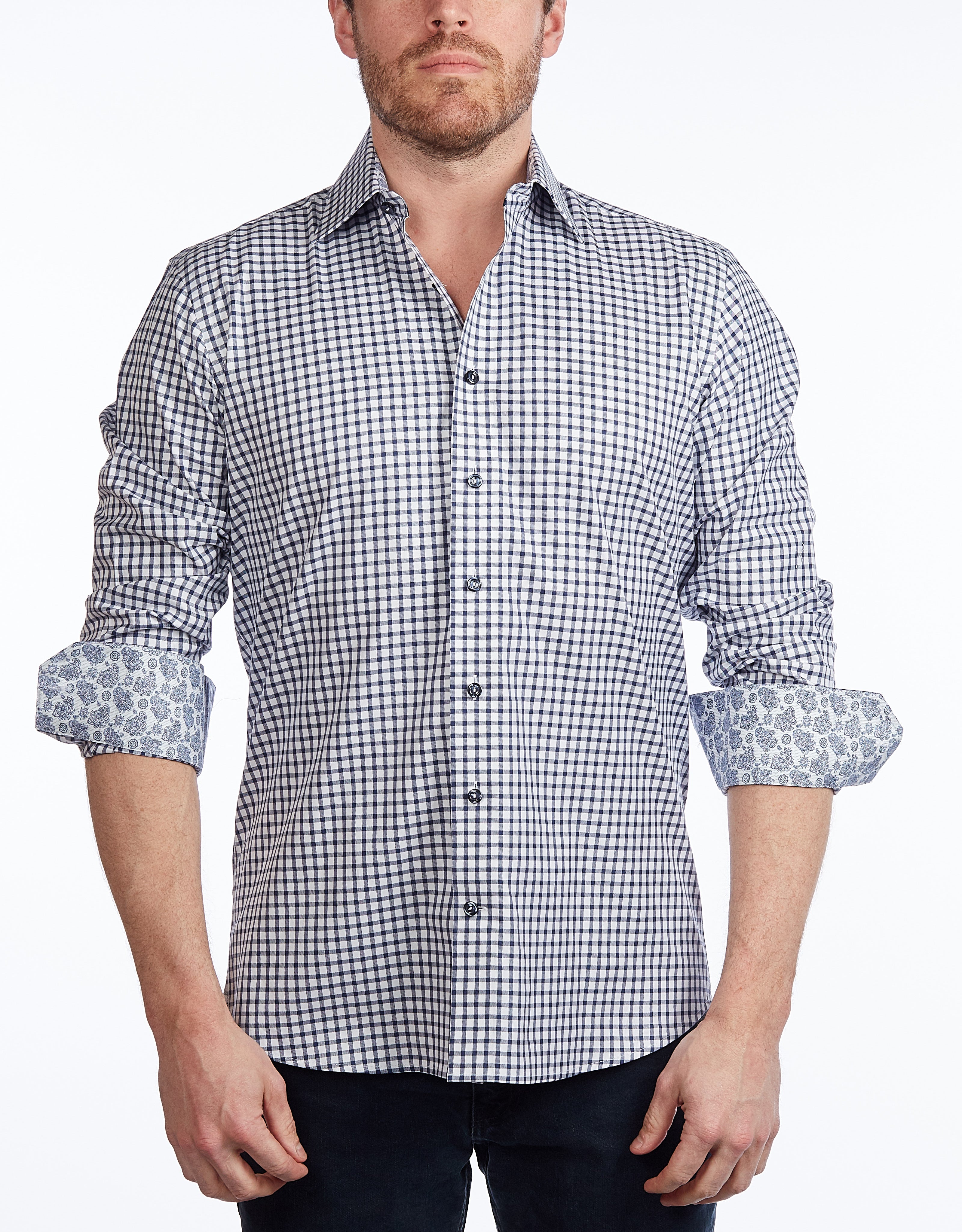 Button-Up Shirt // - Contemporary Fit - contrast trimming - final sale LEVINAS® Official
