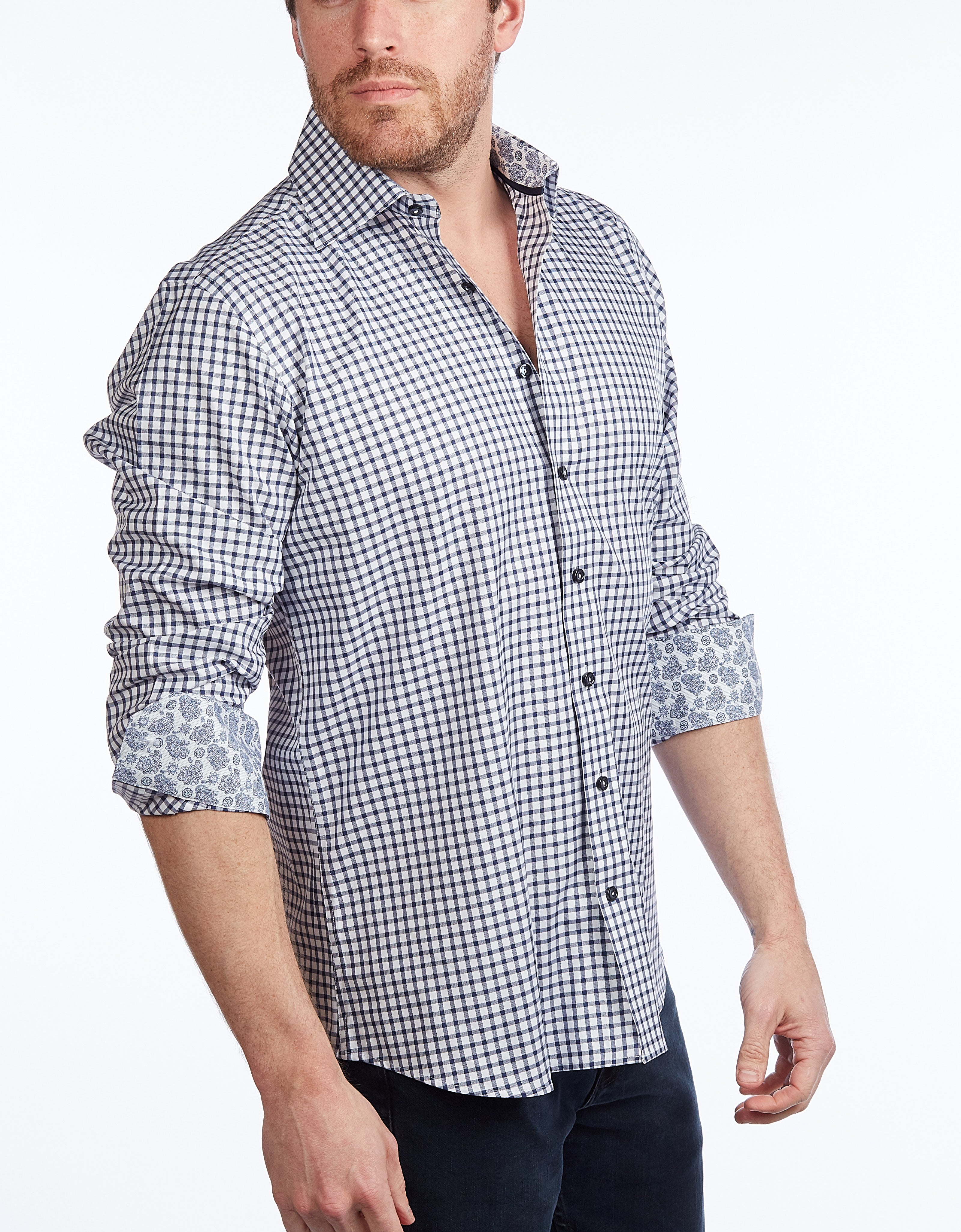 Button-Up Shirt // - Contemporary Fit - contrast trimming - final sale LEVINAS® Official