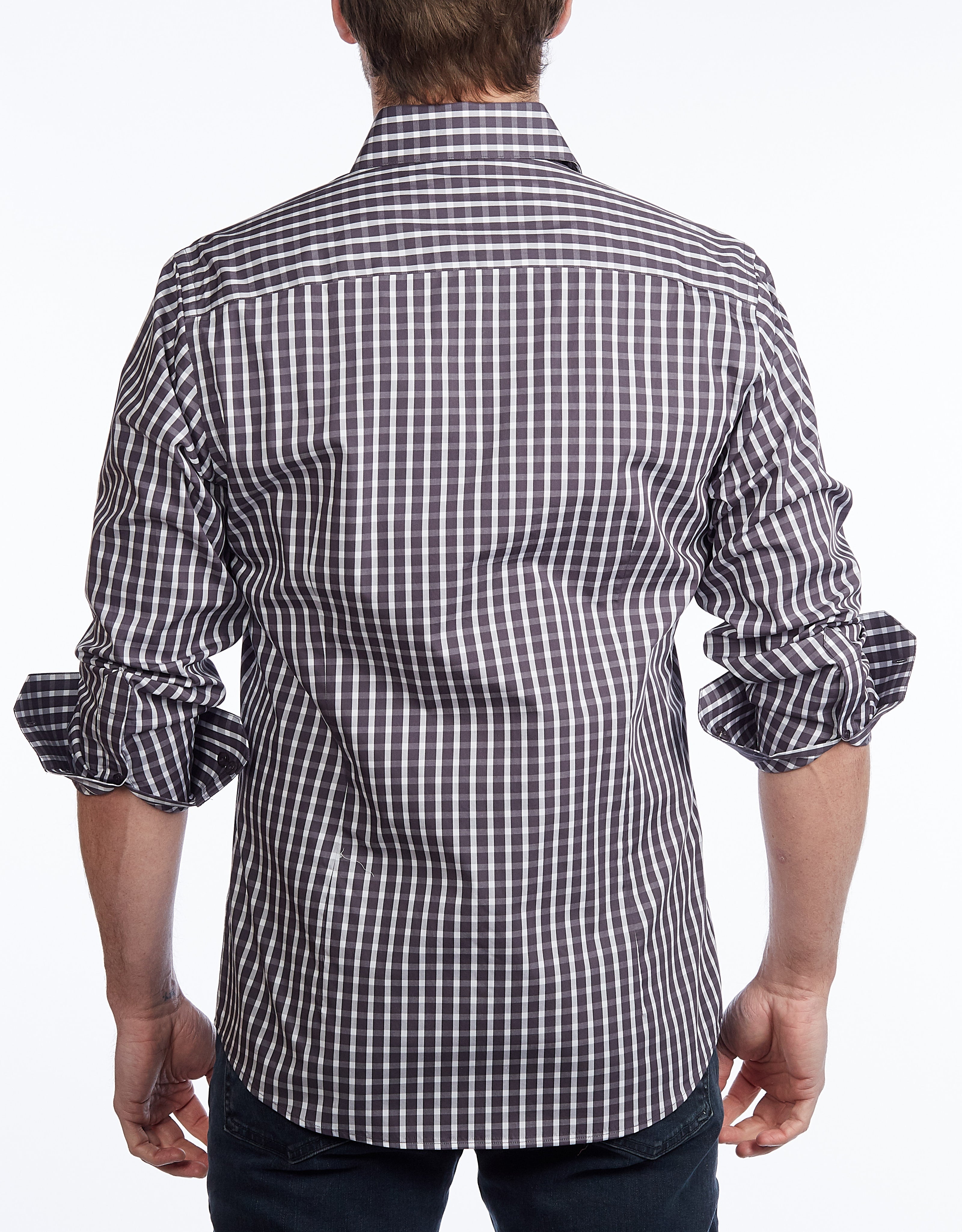 Button-Up Shirt I Charcoal - Contemporary Fit - Contrast trimming LEVINAS® Official
