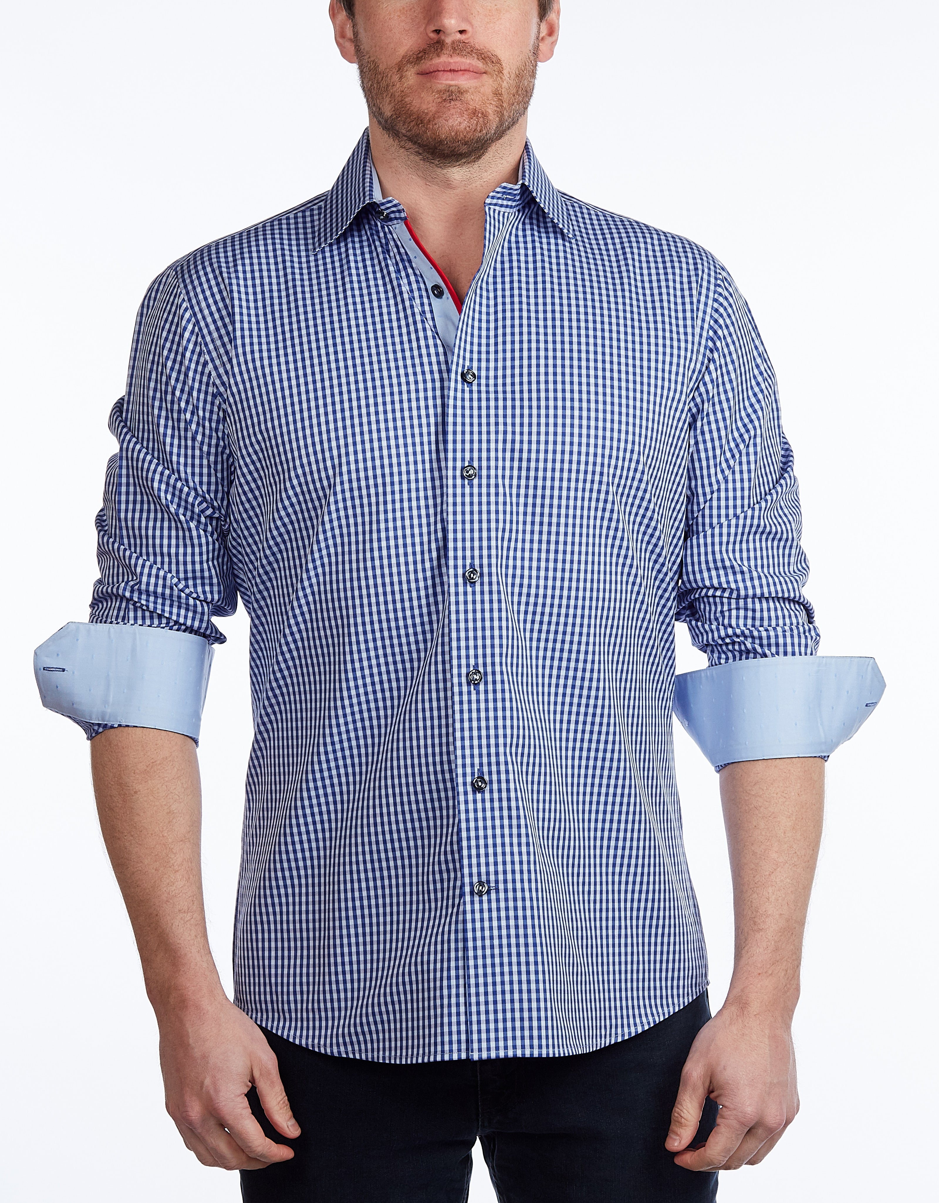 Contrast Collar Button-Up Shirt - Contemporary Fit - Contrast trimming - final sale LEVINAS® Official