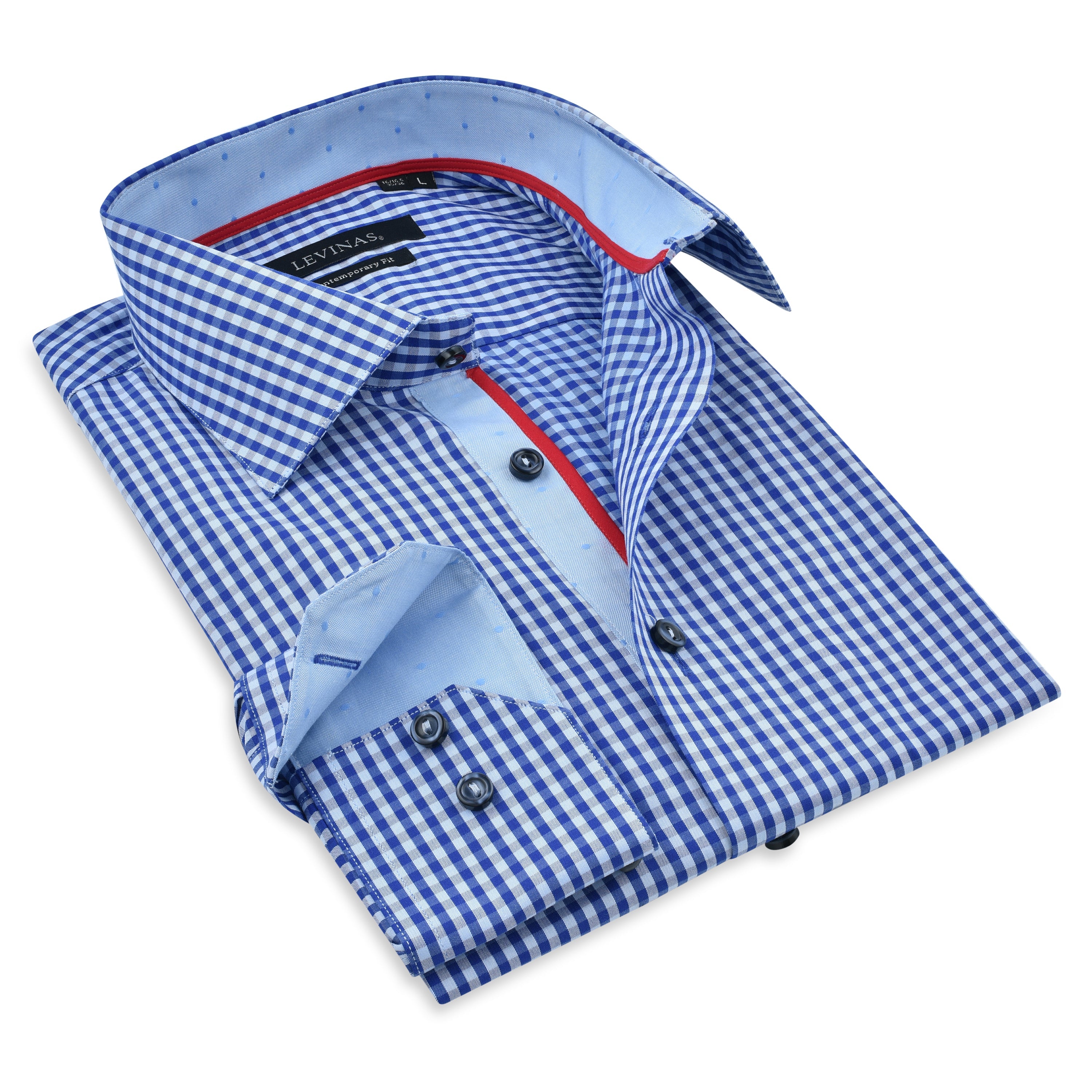 Contrast Collar Button-Up Shirt - Contemporary Fit - Contrast trimming - final sale LEVINAS® Official