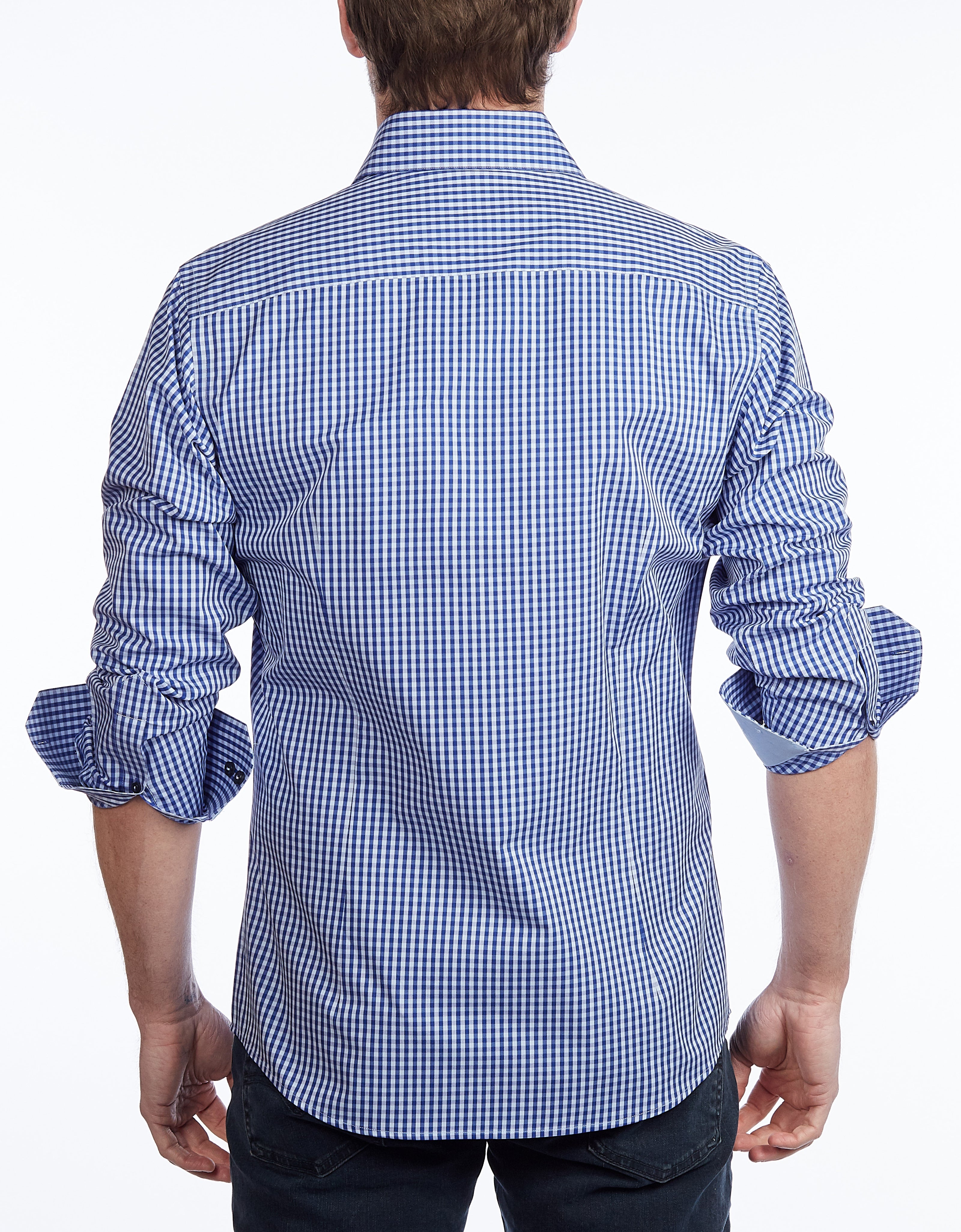 Contrast Collar Button-Up Shirt - Contemporary Fit - Contrast trimming - final sale LEVINAS® Official