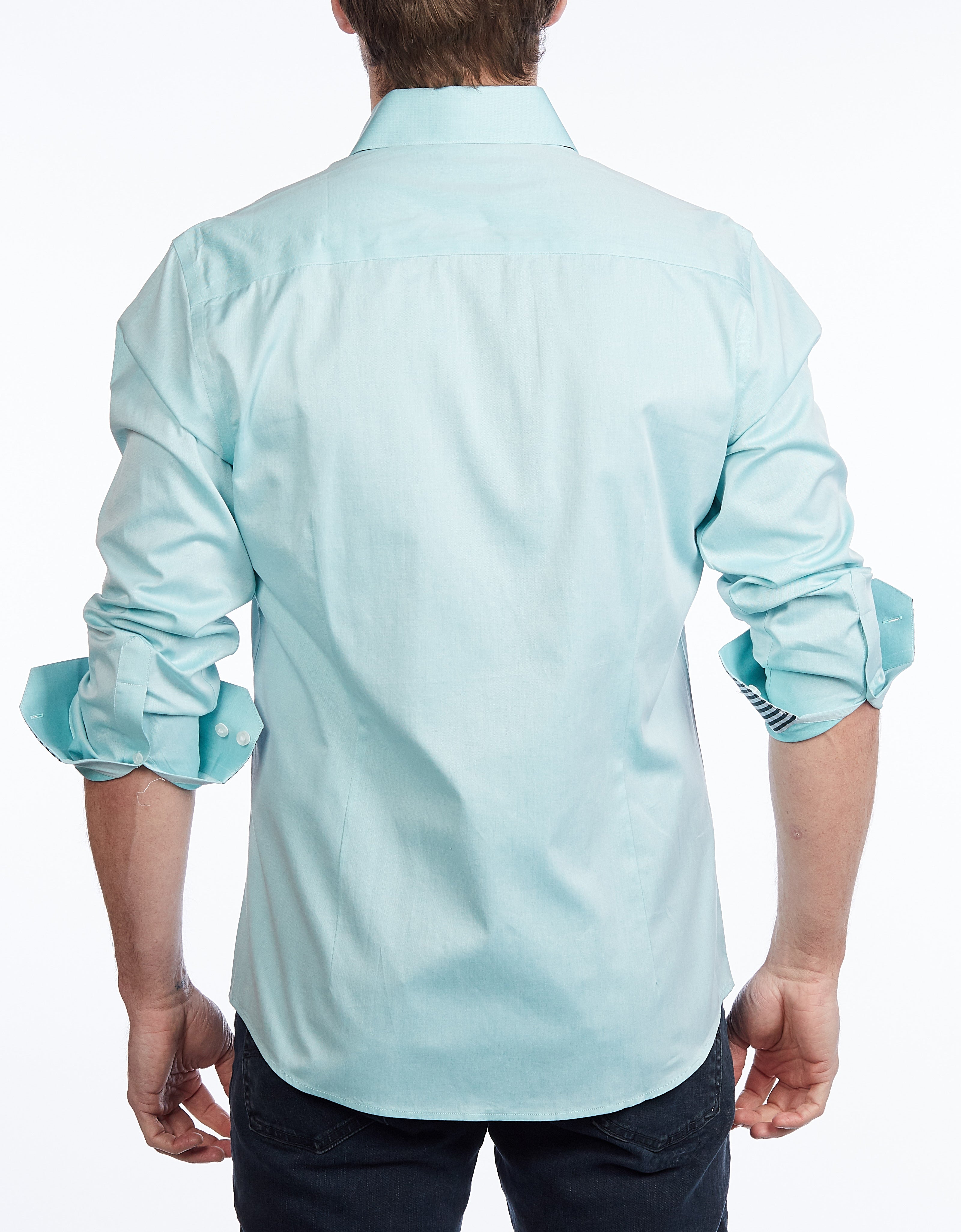 Contrast Collar Button-Up Shirt // Contemporary Fit - contrast trimming- final sale LEVINAS® Official