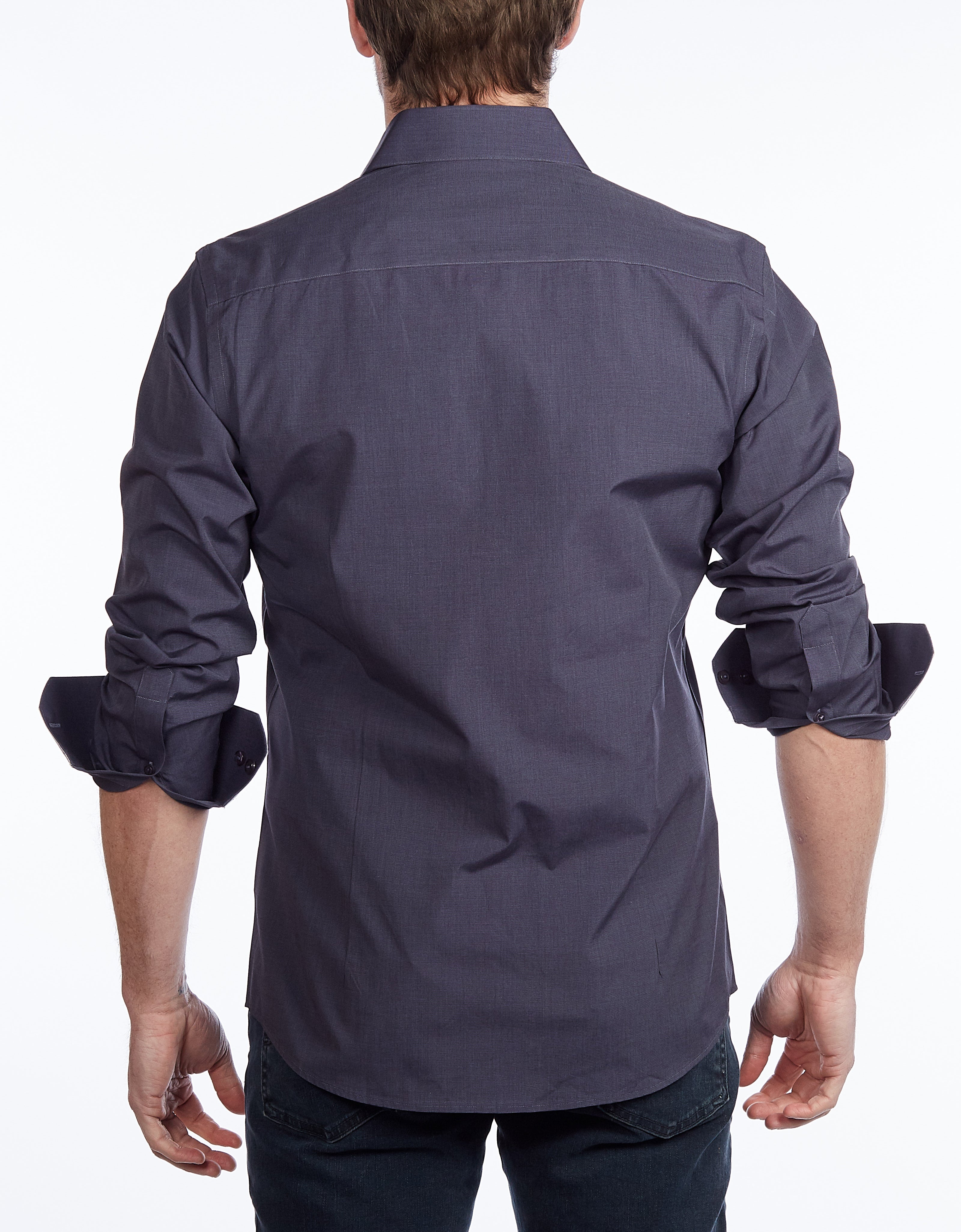 Contrast Collar Button-Up Shirt // - Contemporary Fit - contrast trimming - final sale LEVINAS® Official