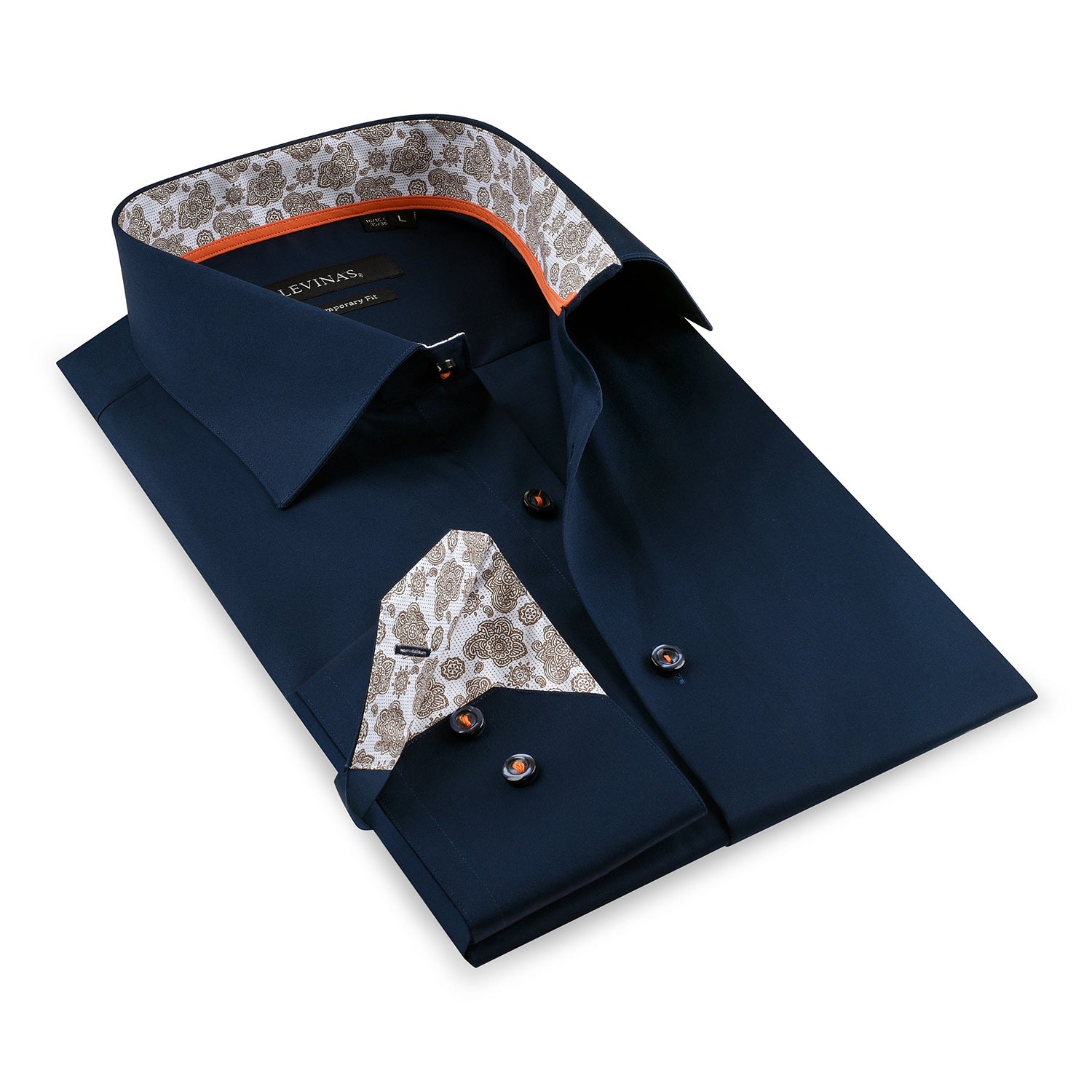 Contrast Collar Button-Up Shirt // Contemporary Fit - contrast trimming - final sale LEVINAS® Official