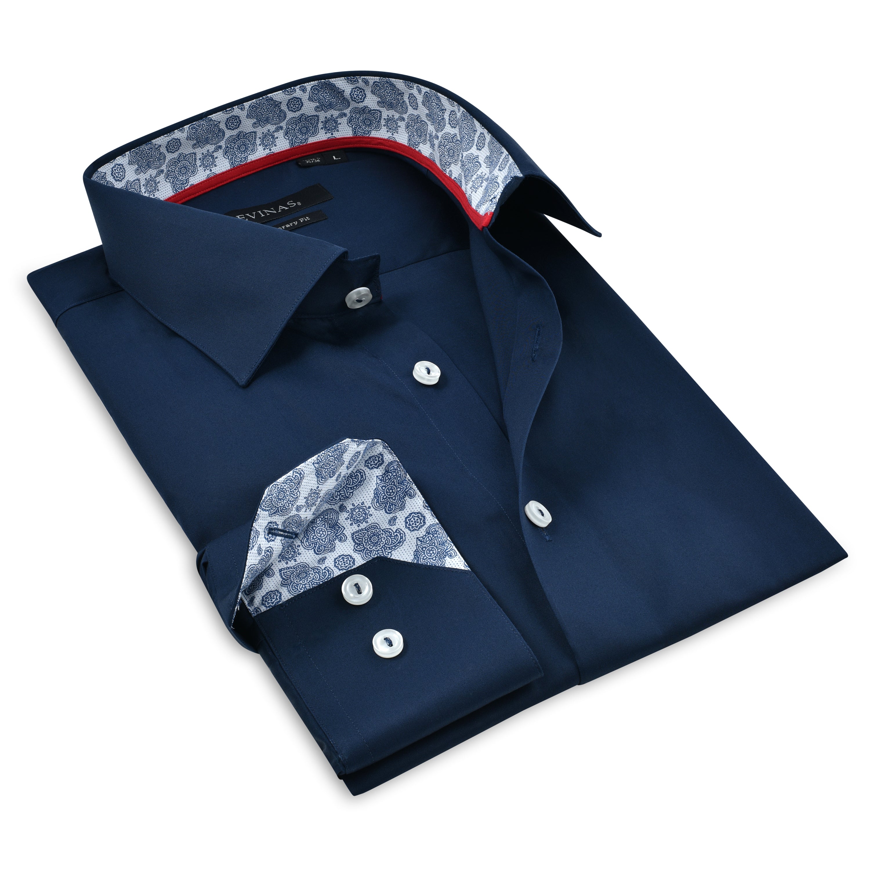 Contrast Collar Button-Up Shirt // Contemporary Fit - contrast trimming - final sale LEVINAS® Official
