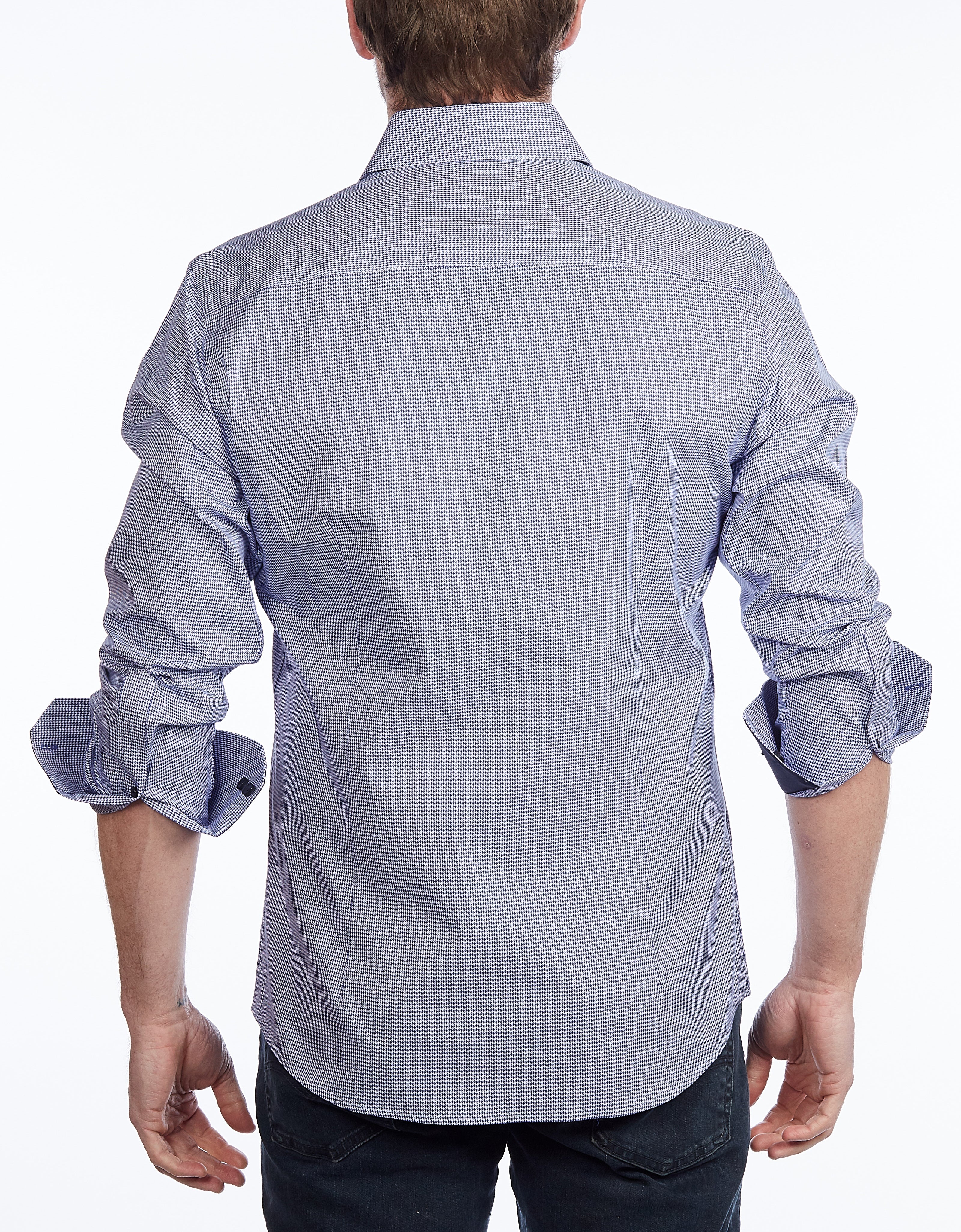Contrast Collar Button-Up Shirt // - Contemporary Fit - contrast trimming- final sale LEVINAS® Official