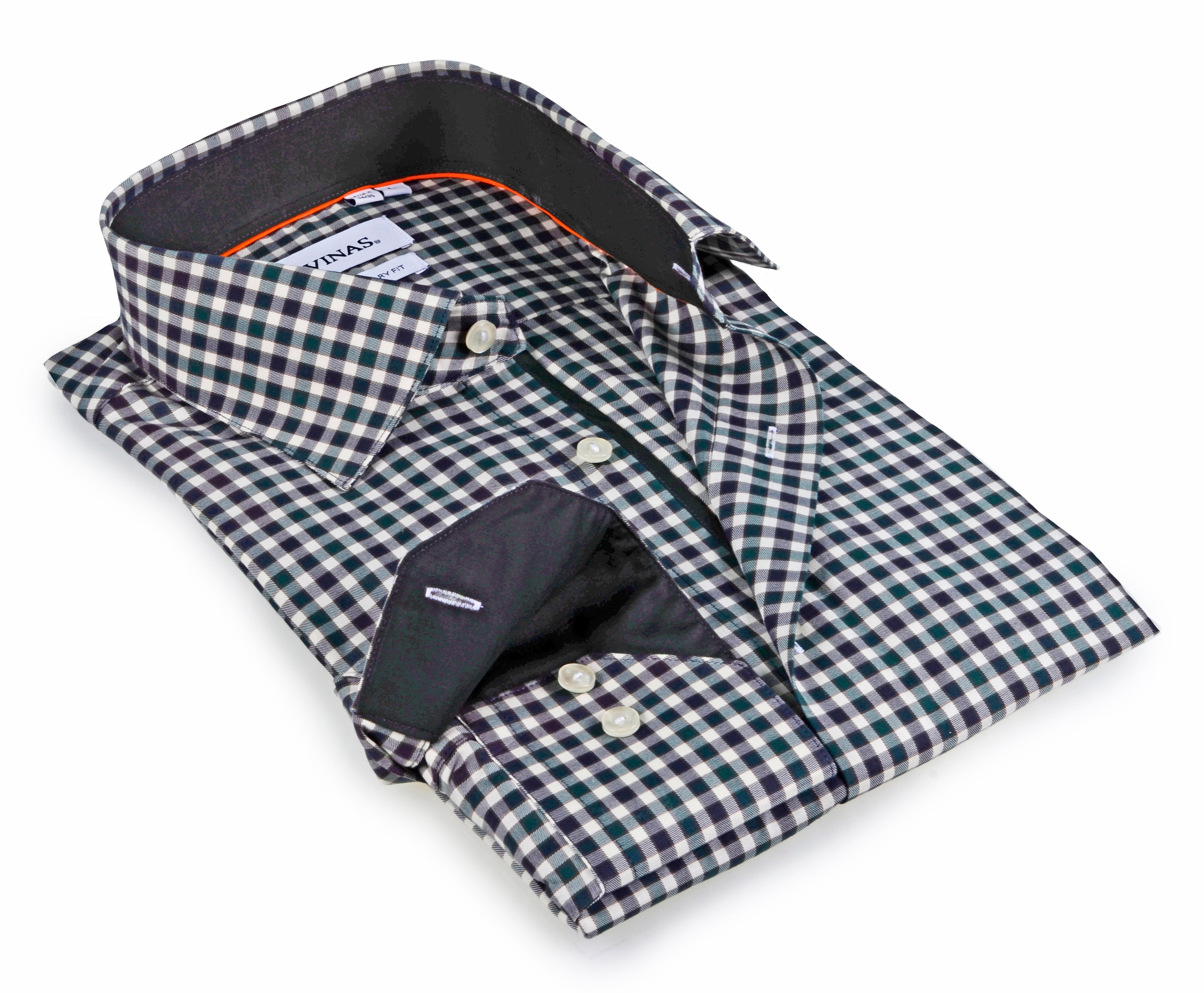 Contrast Collar Button-Up Shirt // - Contemporary Fit - contrast trimming - final sale LEVINAS® Official