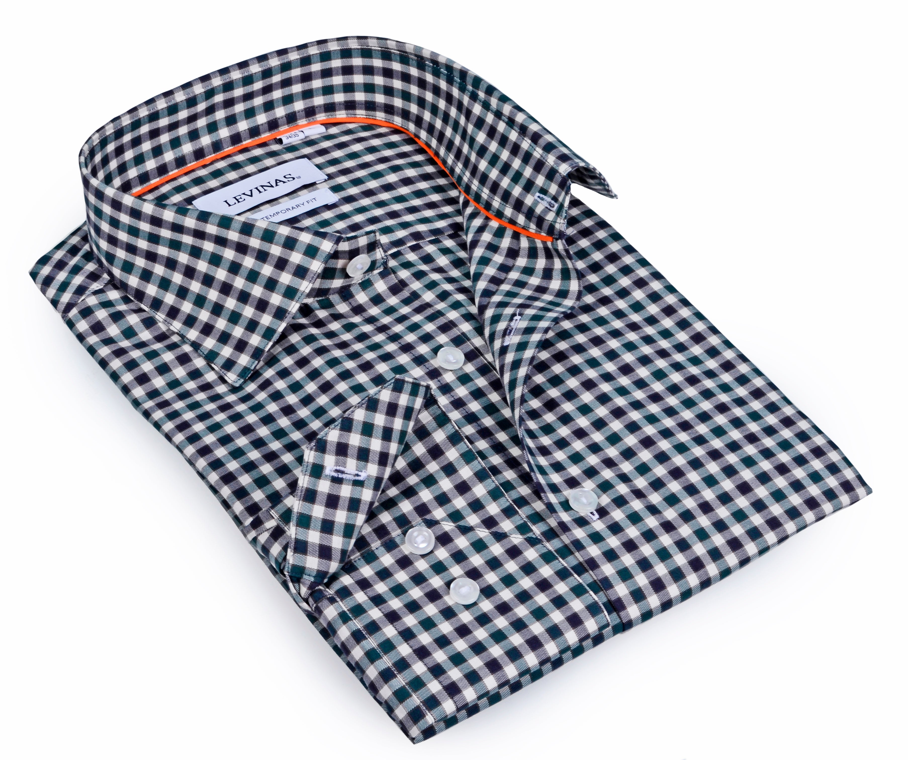 Contrast Collar Button-Up Shirt // - Contemporary Fit - contrast trimming - final sale LEVINAS® Official