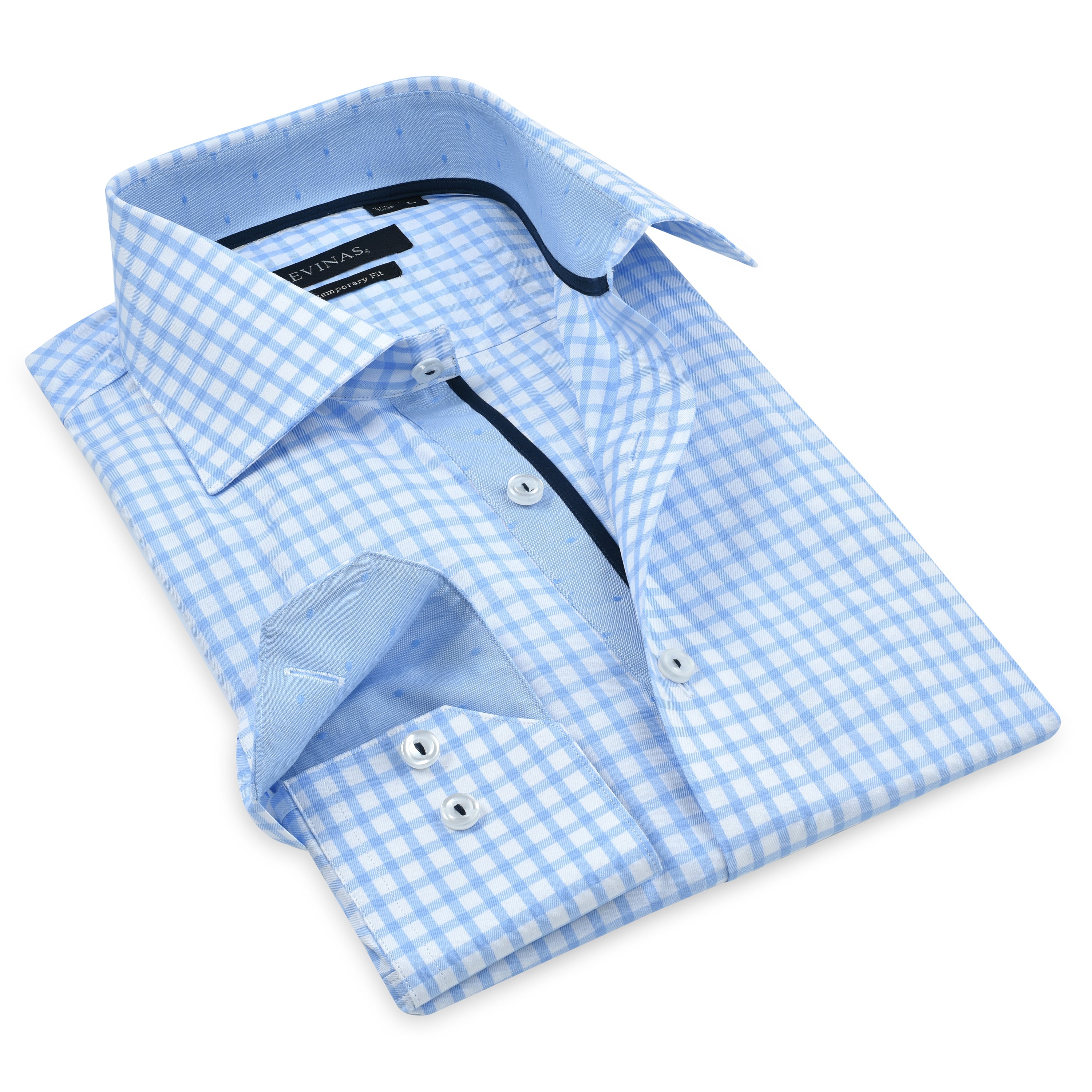 Contrast Collar Button-Up Shirt // - Contemporary Fit - contrast trimming- final sale LEVINAS® Official