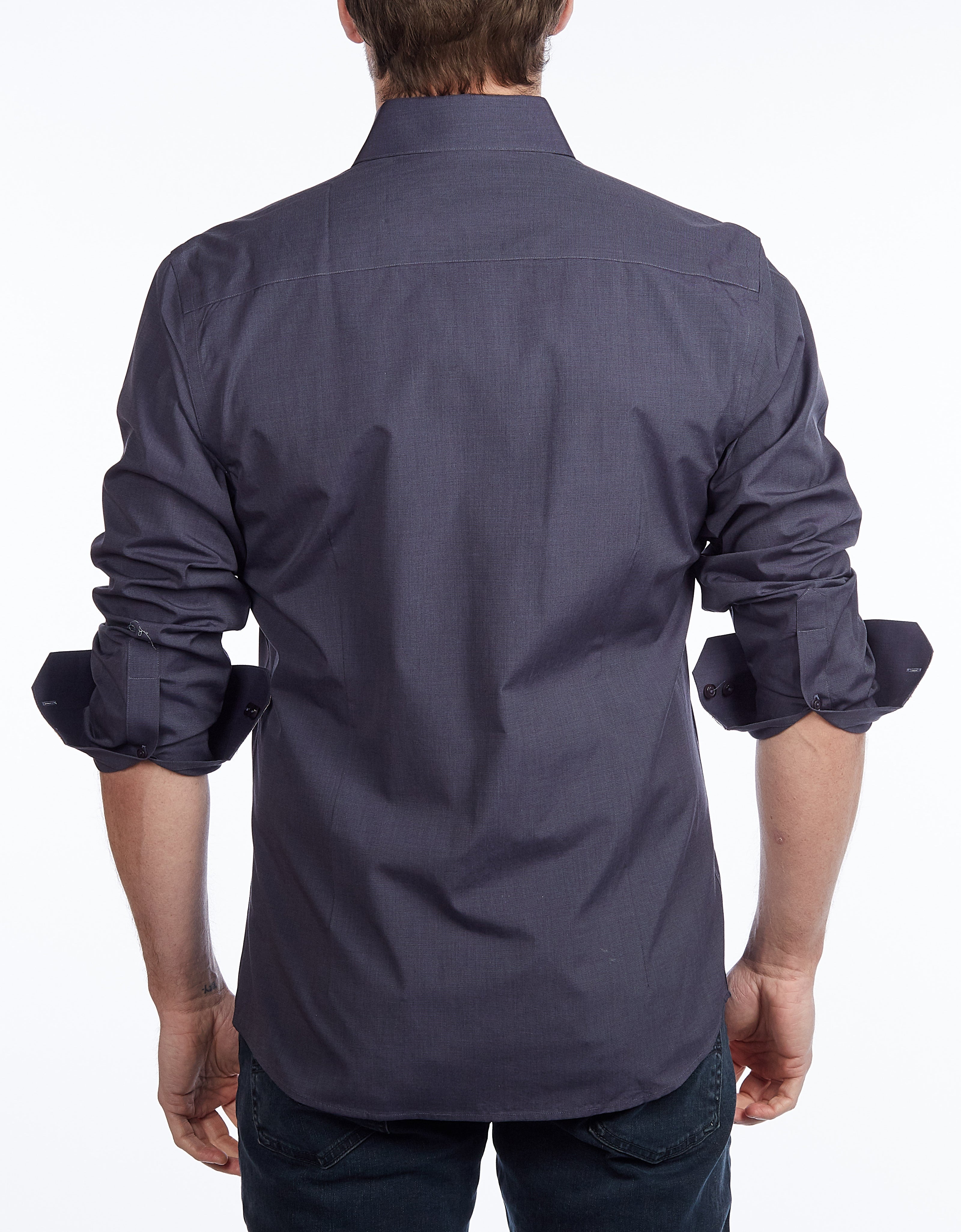 Contrast Collar Button-Up Shirt // - Contemporary Fit - contrast trimming - final sale LEVINAS® Official