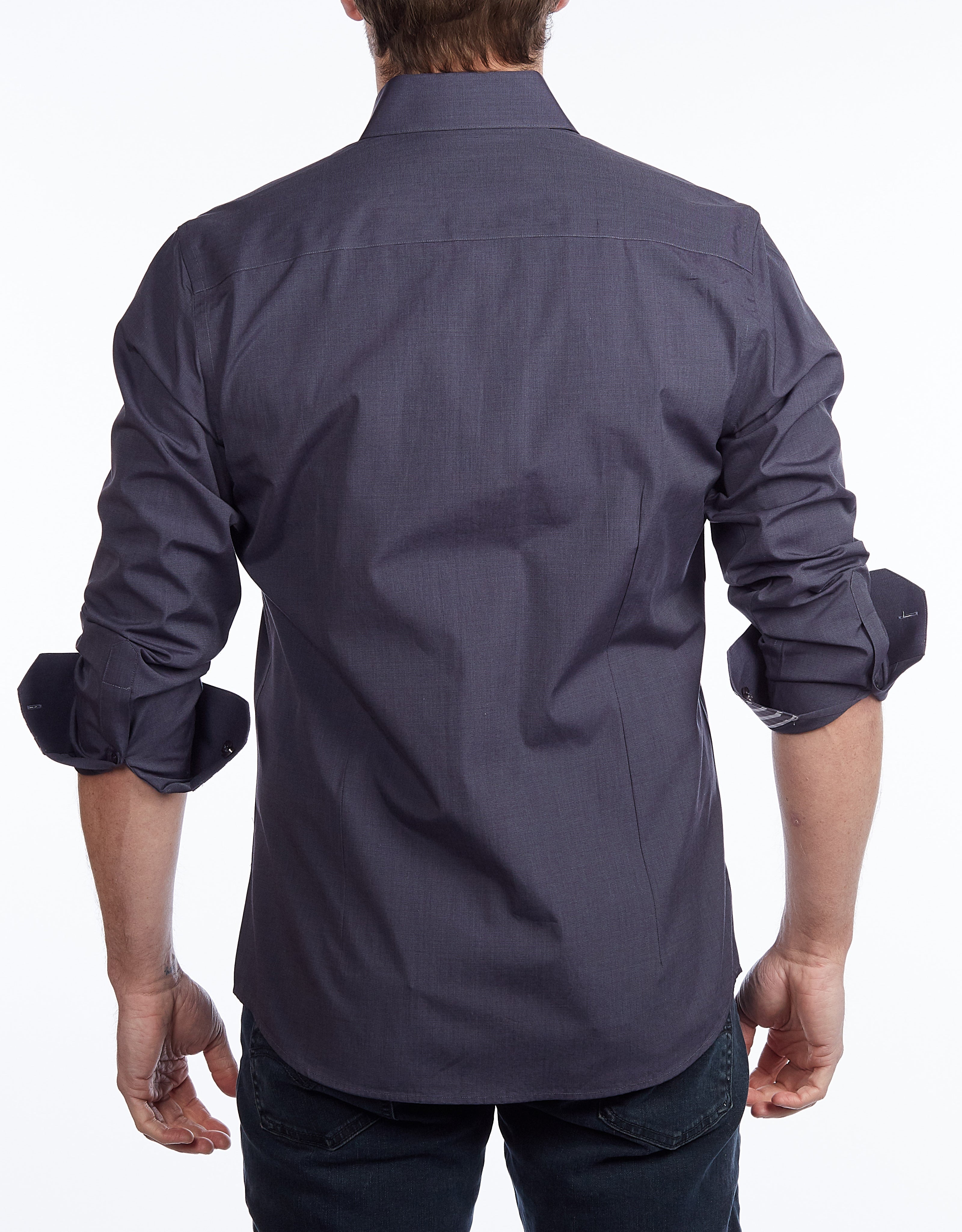 Contrast Collar Button-Up Shirt // Contemporary Fit - contrast trimming - final sale LEVINAS® Official