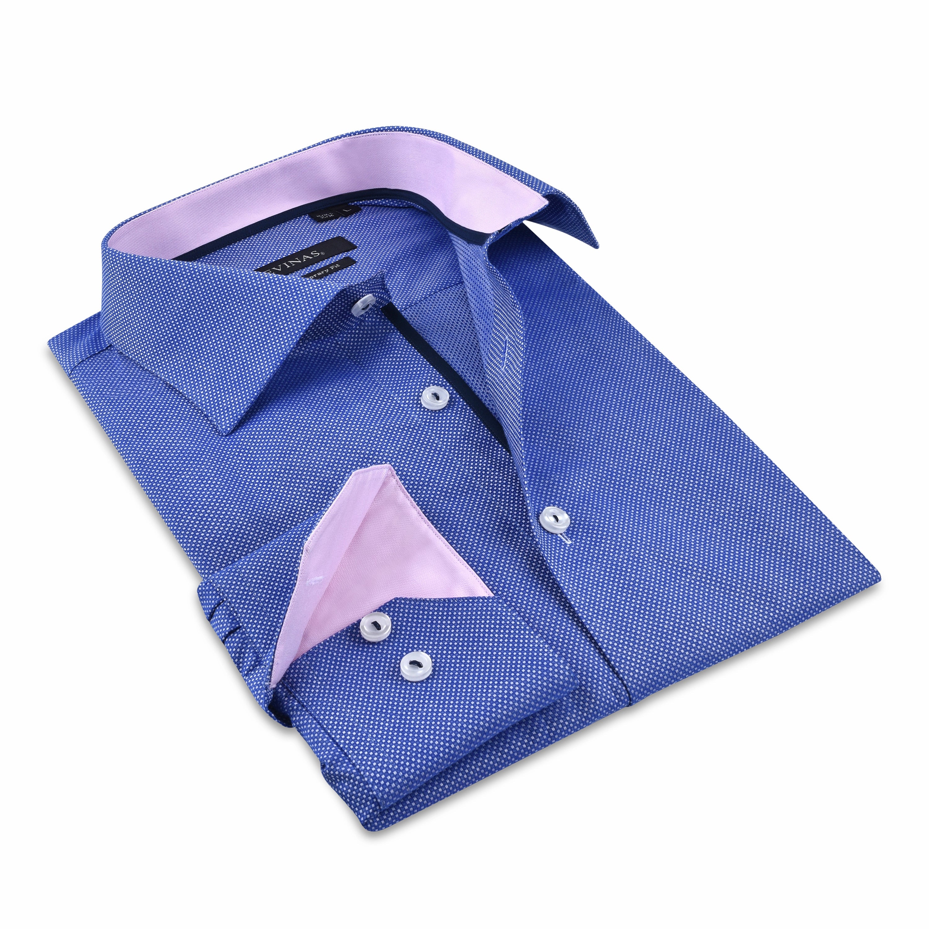 Contrast Collar Button-Up Shirt // - Contemporary Fit - contrast trimming- final sale LEVINAS® Official