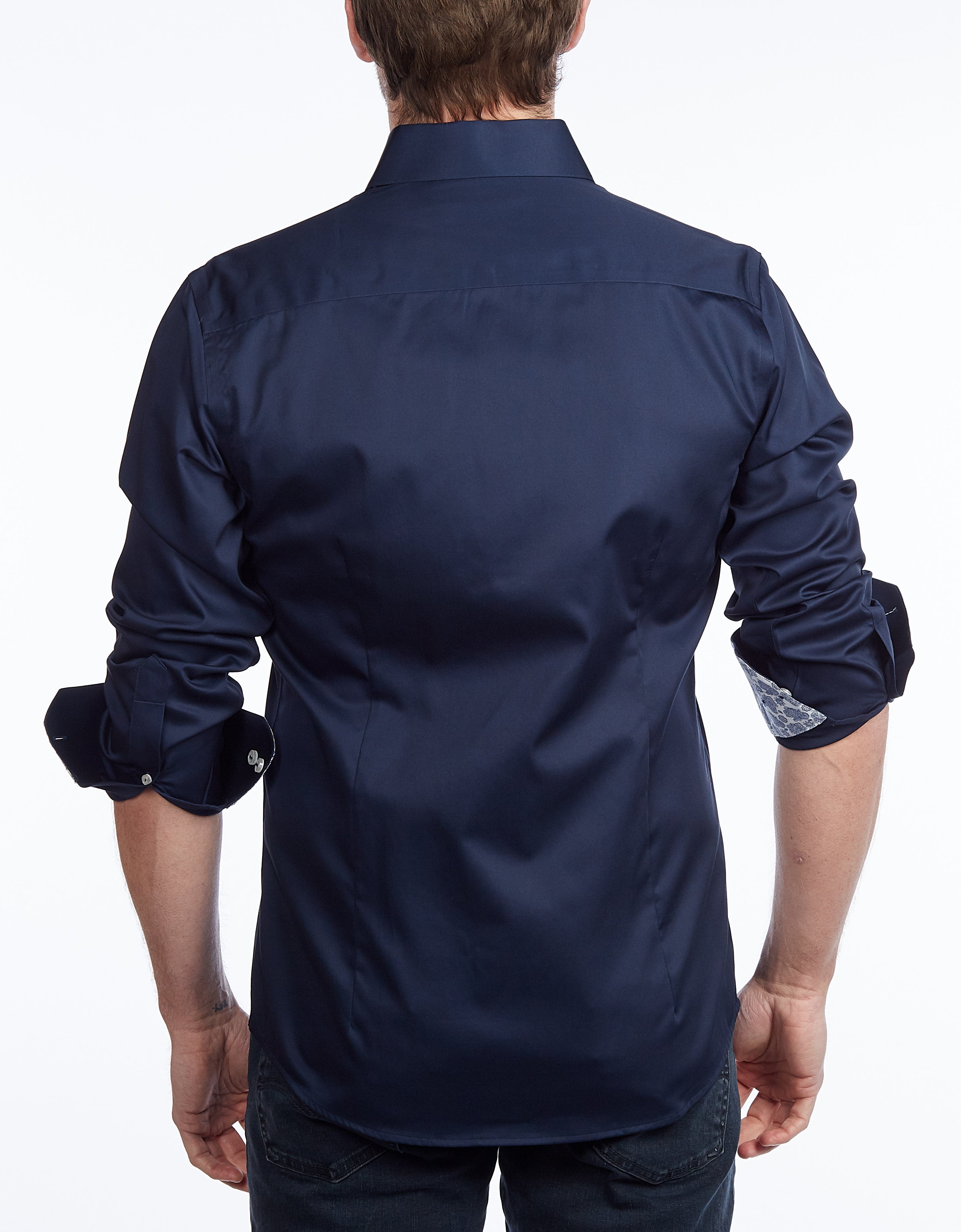 Contrast Collar Button-Up Shirt // Contemporary Fit - contrast trimming - final sale LEVINAS® Official