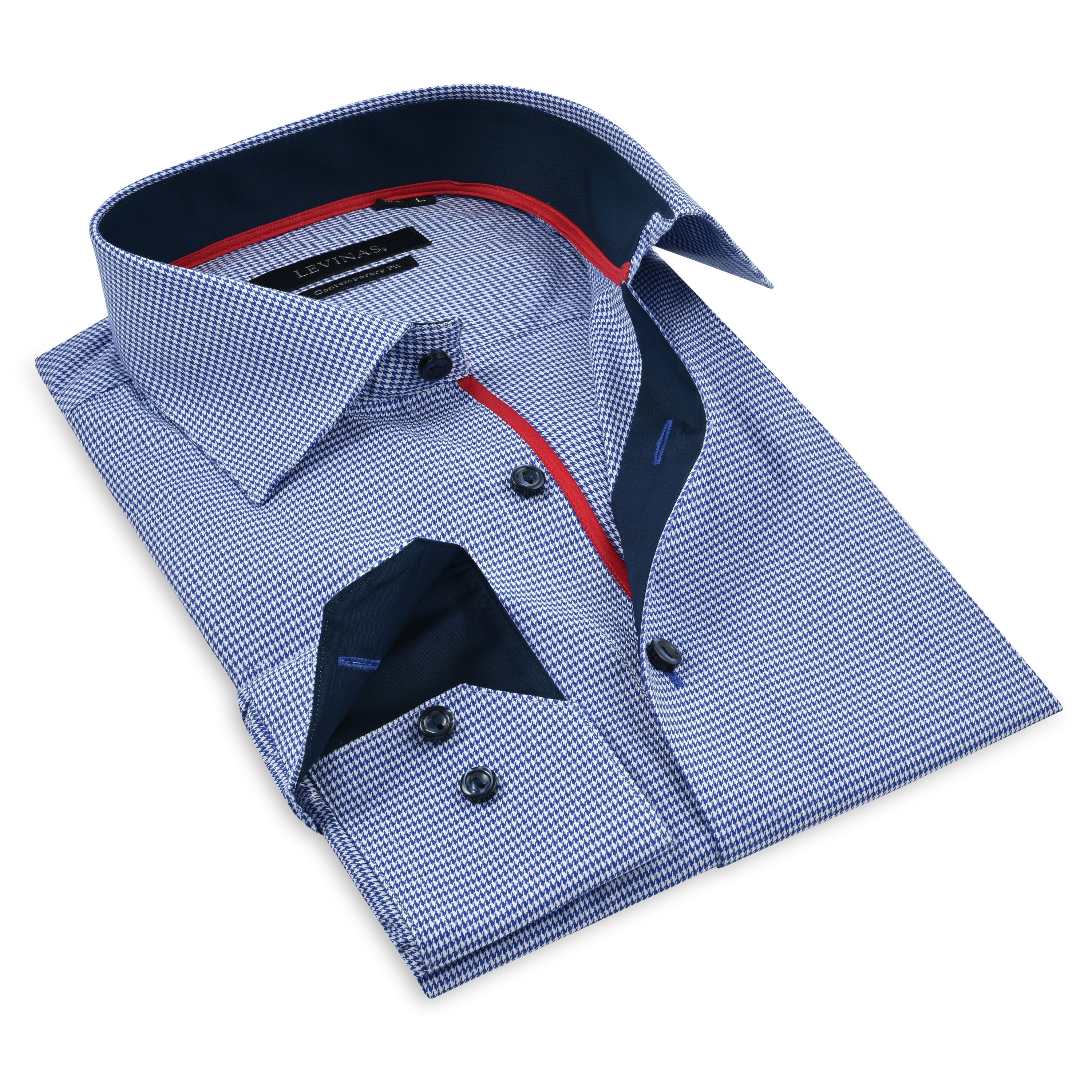 Contrast Collar Button-Up Shirt // - Contemporary Fit - contrast trimming- final sale LEVINAS® Official