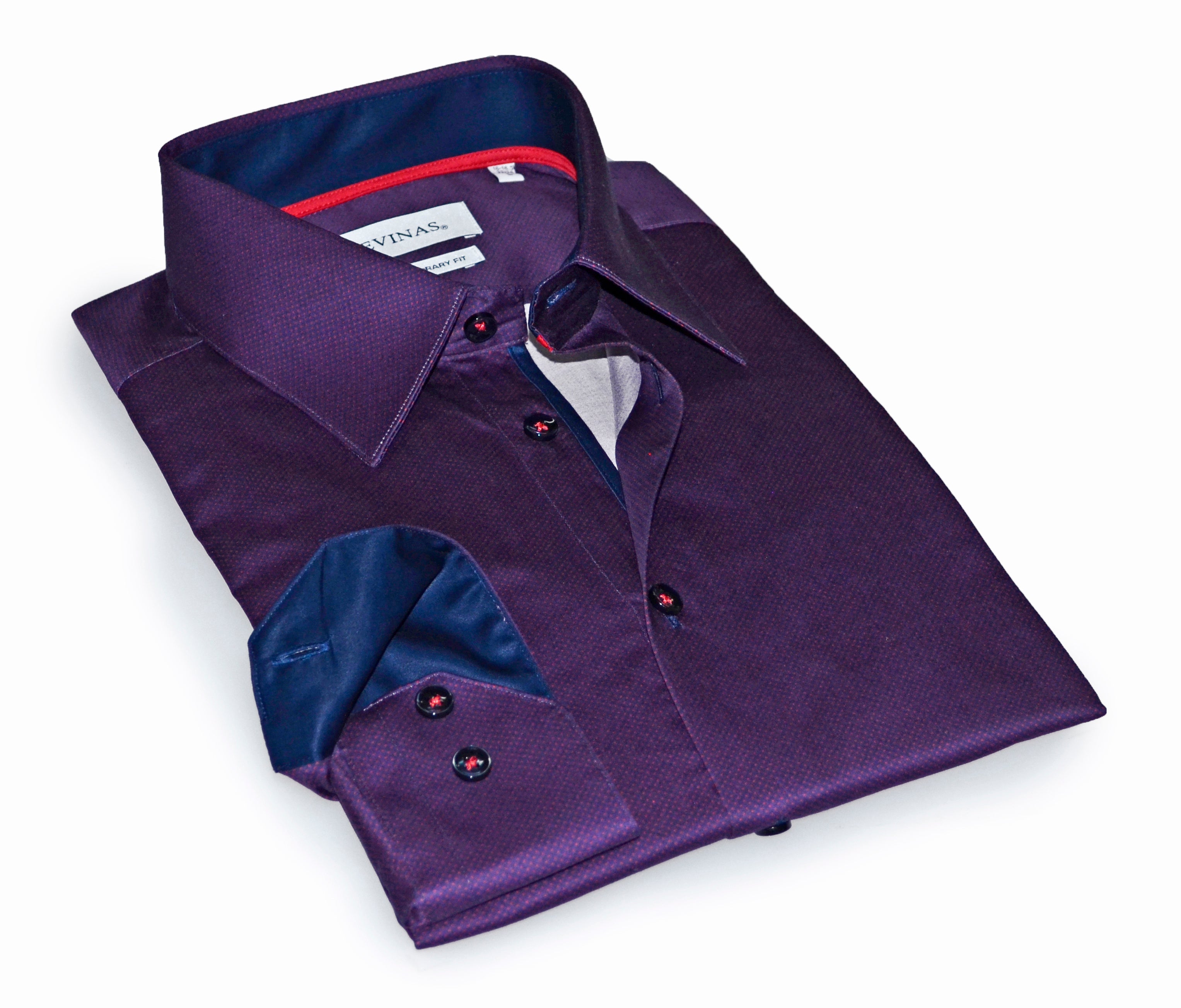 Derek Button-Down Shirt With Contrast Details // Burgundy // Contemporary Fit (Regular) LEVINAS® Official