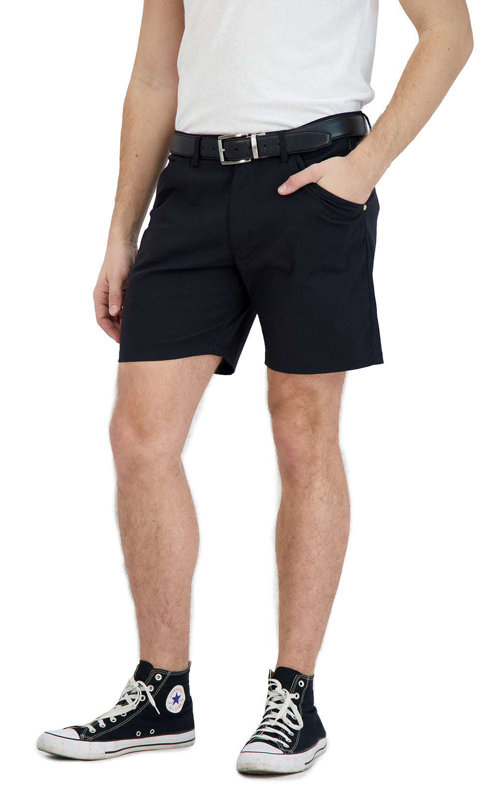 Everyday Stretch Shorts with a Comfortable Built-In Liner - Business Casual Style- Black LEVINAS® Official