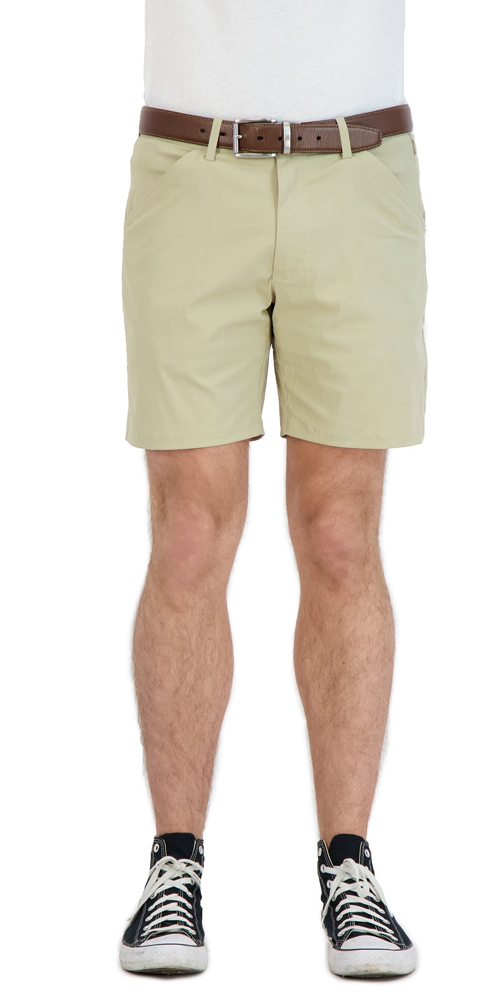 Everyday Stretch Shorts with a Comfortable Built-In Liner - Business Casual Style- Khaki LEVINAS® Official