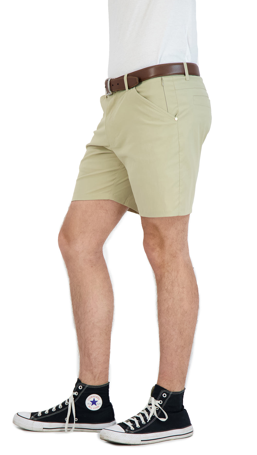 Everyday Stretch Shorts with a Comfortable Built-In Liner - Business Casual Style- Khaki LEVINAS® Official