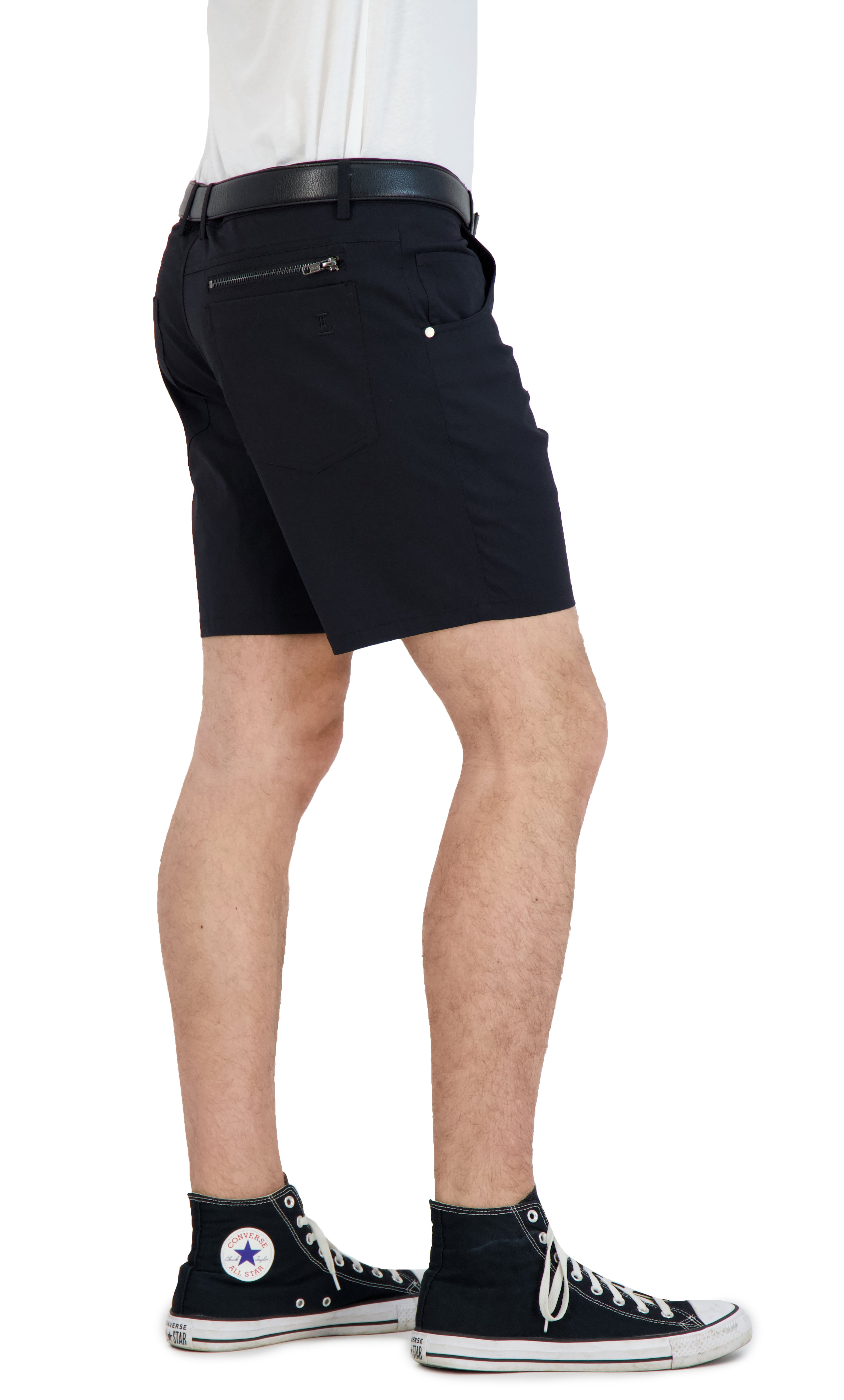 Everyday Stretch Shorts with a Comfortable Built-In Liner - Denim Style- Black LEVINAS® Official
