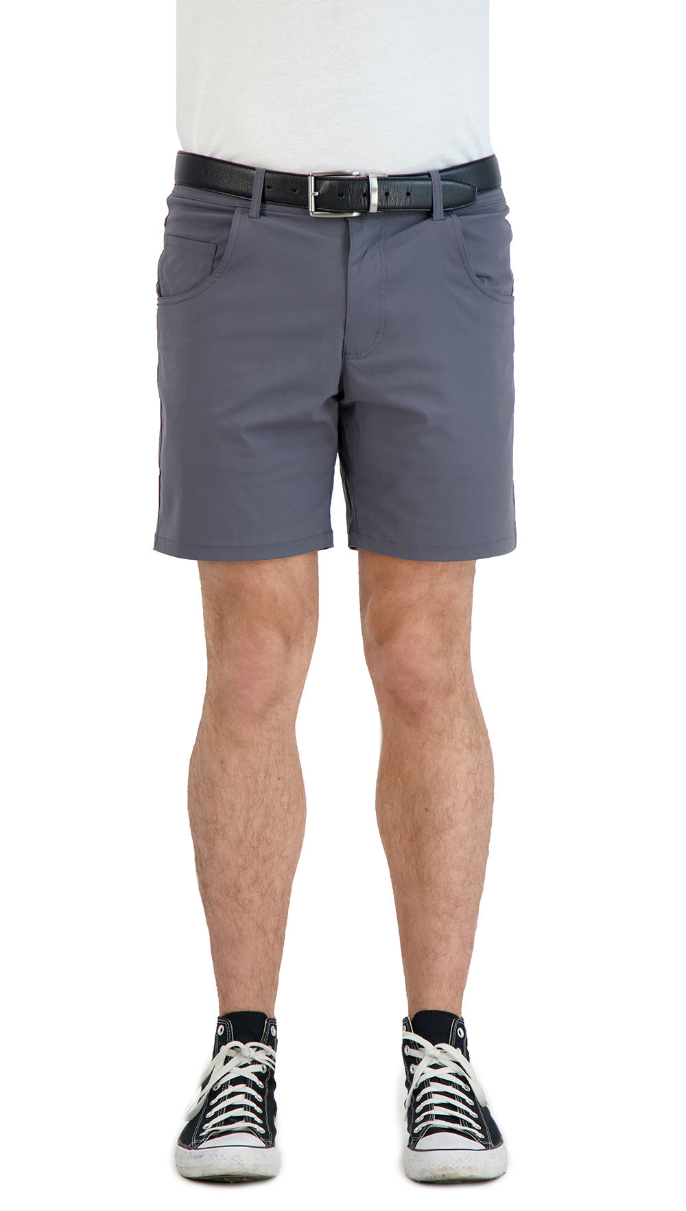 Everyday Stretch Shorts with a Comfortable Built-In Liner - Denim Style- Grey LEVINAS® Official