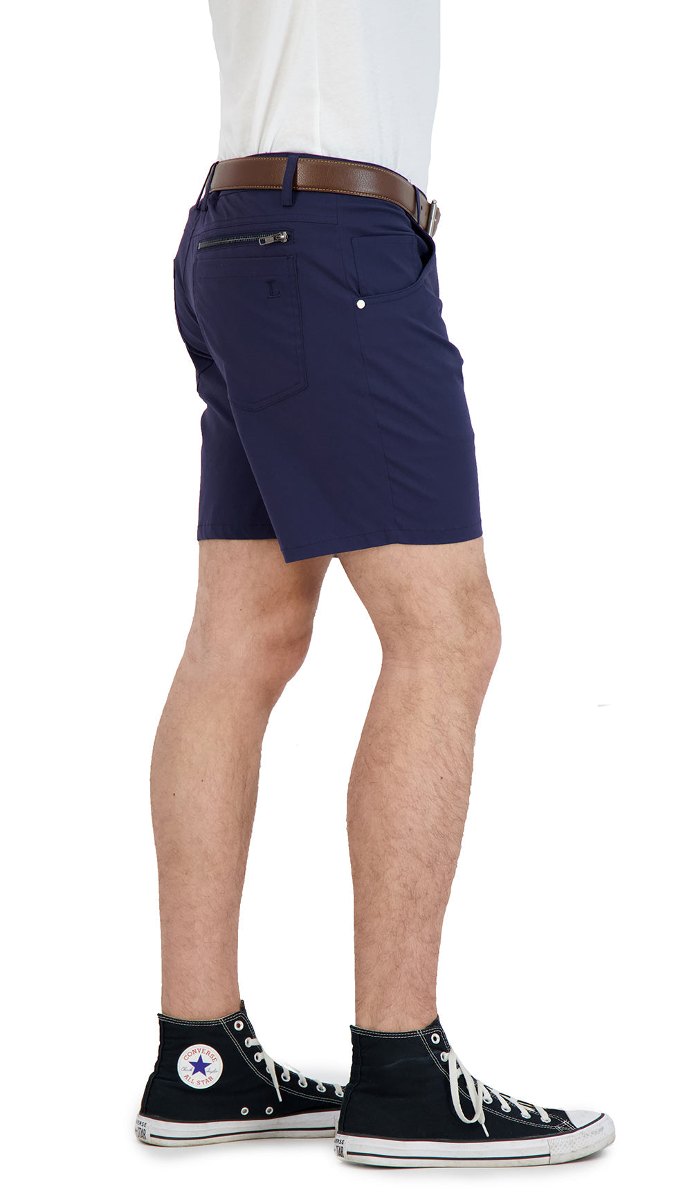 Everyday Stretch Shorts with a Comfortable Built-In Liner- Denim Style- Navy LEVINAS® Official
