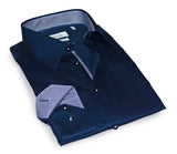 Fidi Button-Down Shirt With Contrast Details // Navy // Contemporary Fit (Regular) LEVINAS® Official 