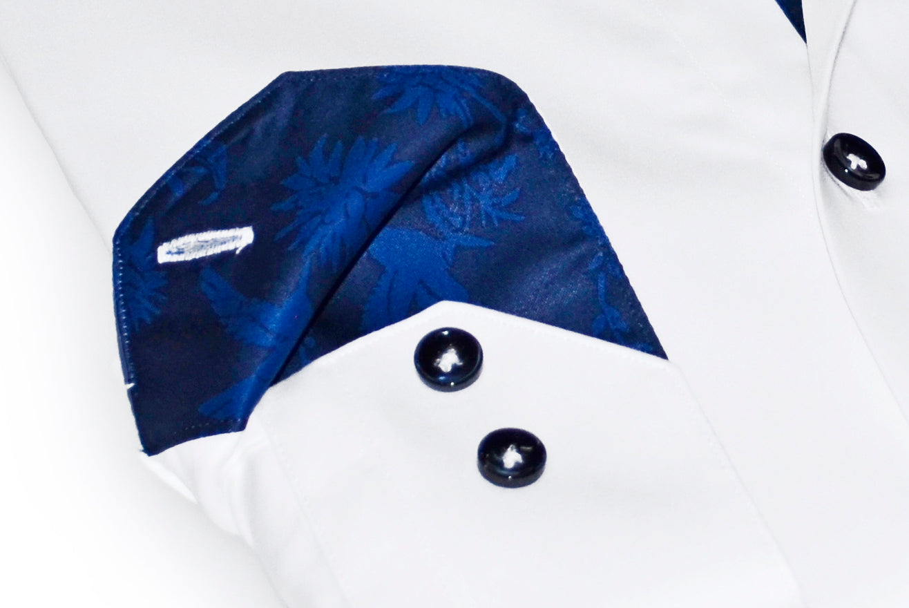 Gabe Button-Down Shirt With Contrast Details // White // Contemporary Fit (Regular) LEVINAS® Official