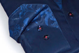 Geo Button-Down Shirt With Contrast Details // Navy // Contemporary Fit (Regular) LEVINAS® Official 
