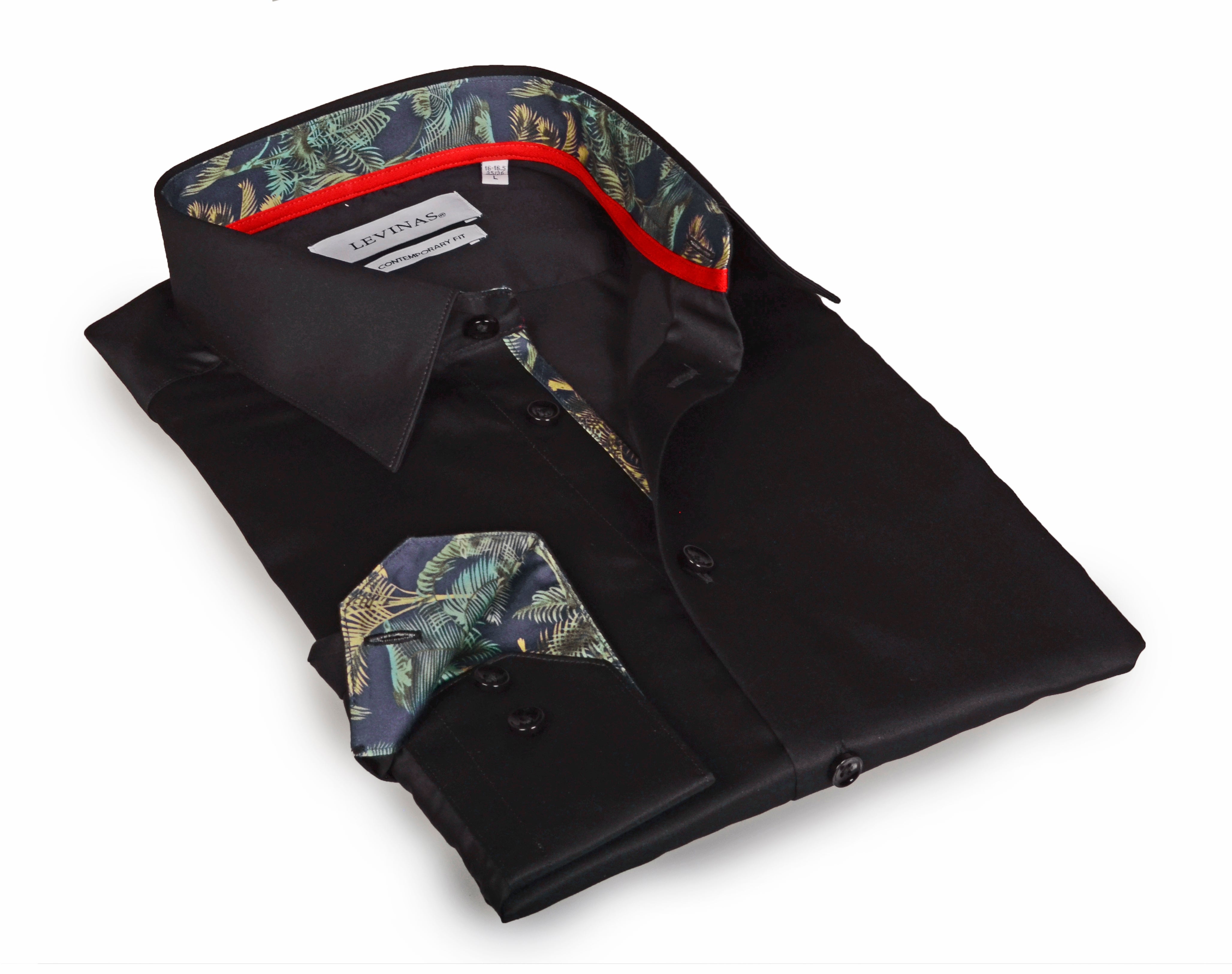 Go-To Button-Down Shirt With Contrast Details // Black // Contemporary Fit (Regular) LEVINAS® Official