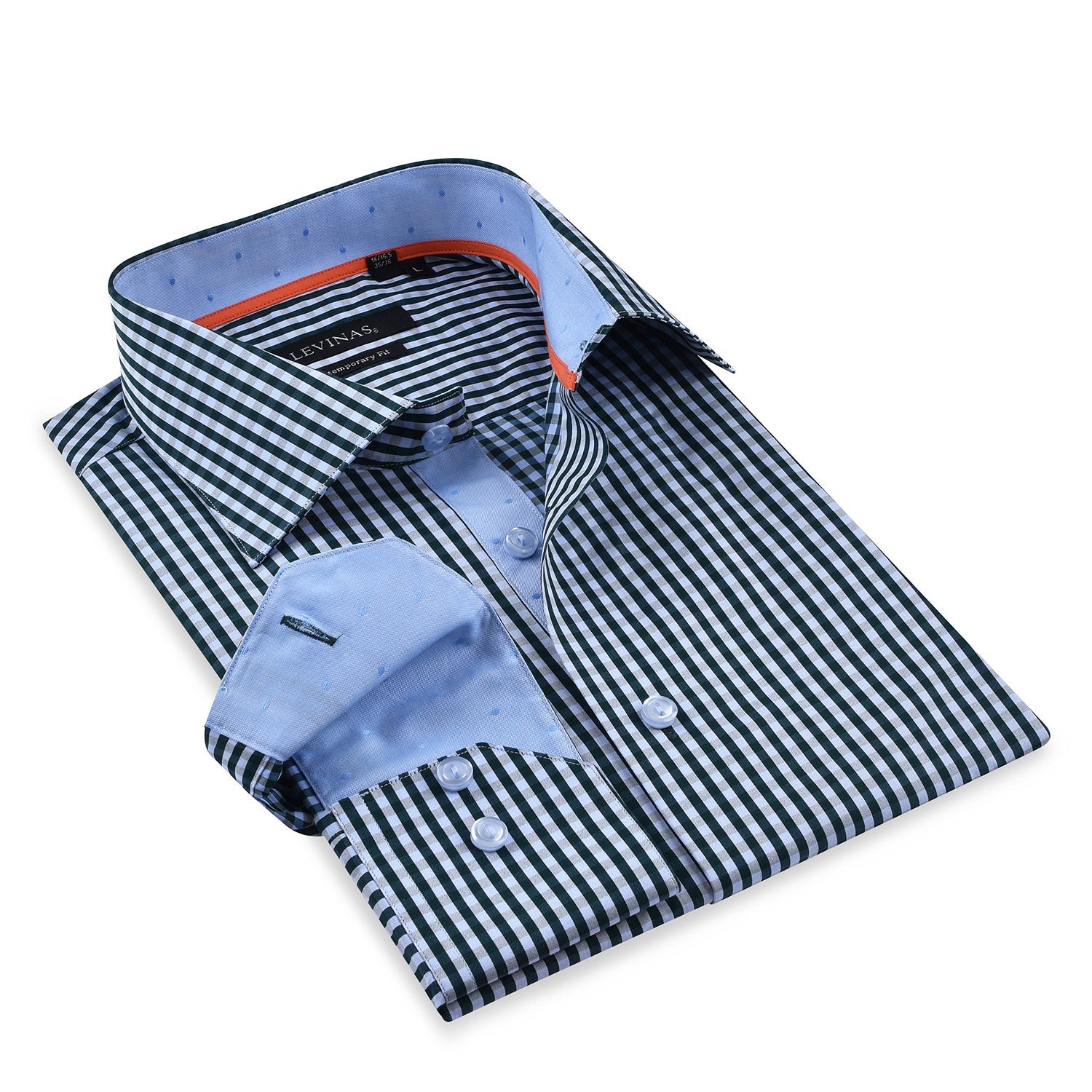 Green Signature Shirt // - Contemporary Fit - contrast trimming - final sale LEVINAS® Official