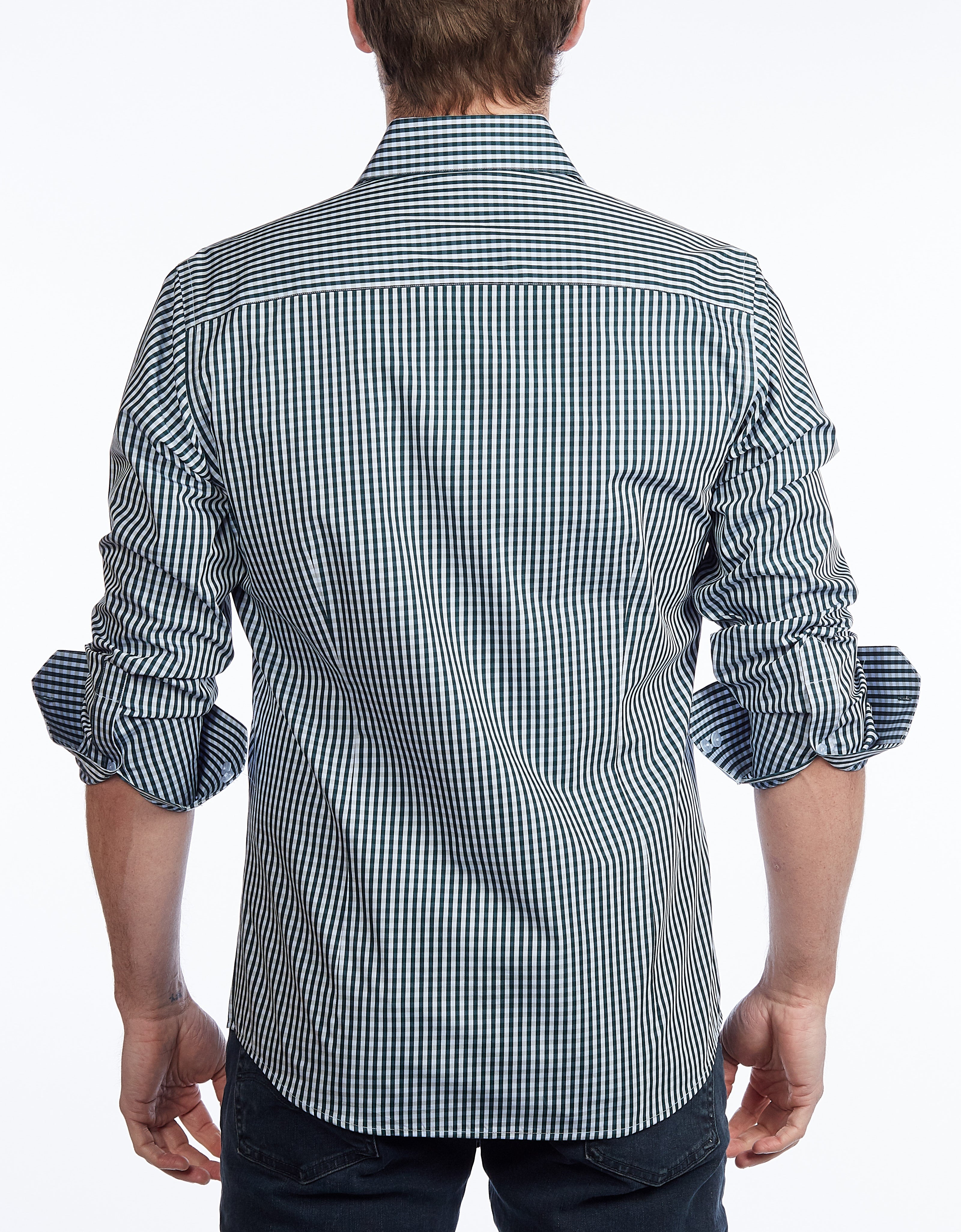 Green Signature Shirt // - Contemporary Fit - contrast trimming - final sale LEVINAS® Official