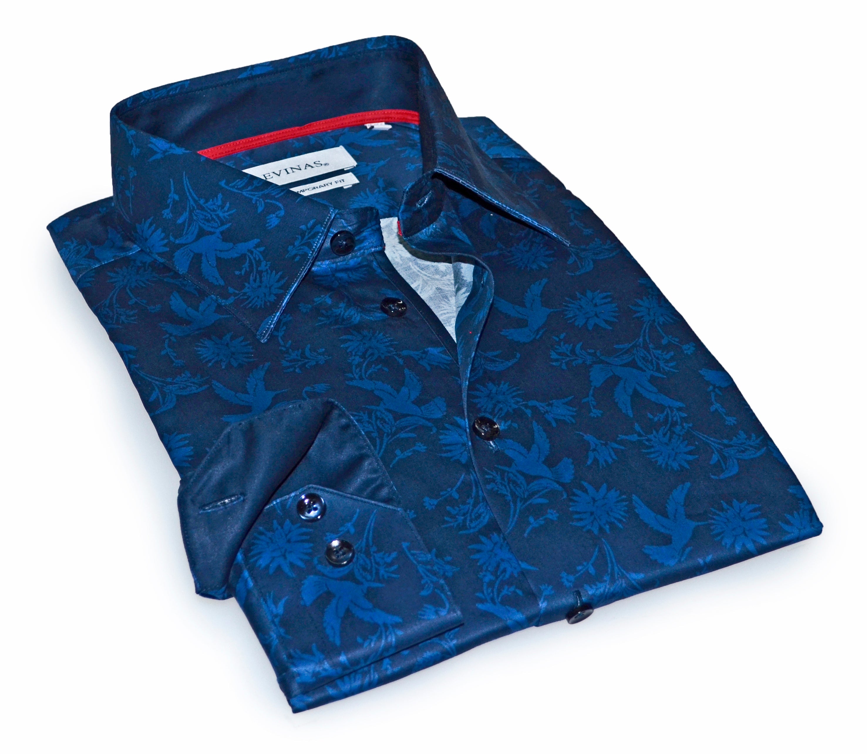 James Button-Down Shirt With Contrast Details // Navy // Contemporary Fit (Regular) LEVINAS® Official
