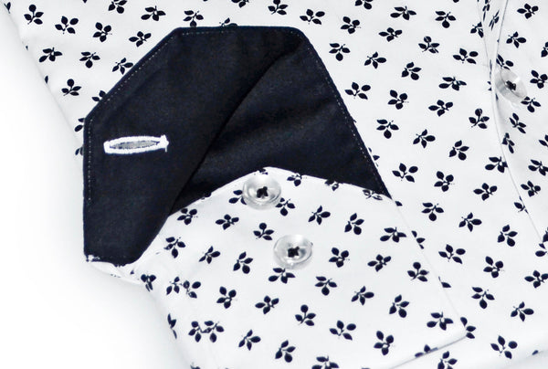 Jerry S Button-Down Shirt With Contrast Details // White+Black // Contemporary Fit (Regular) LEVINAS® Official 