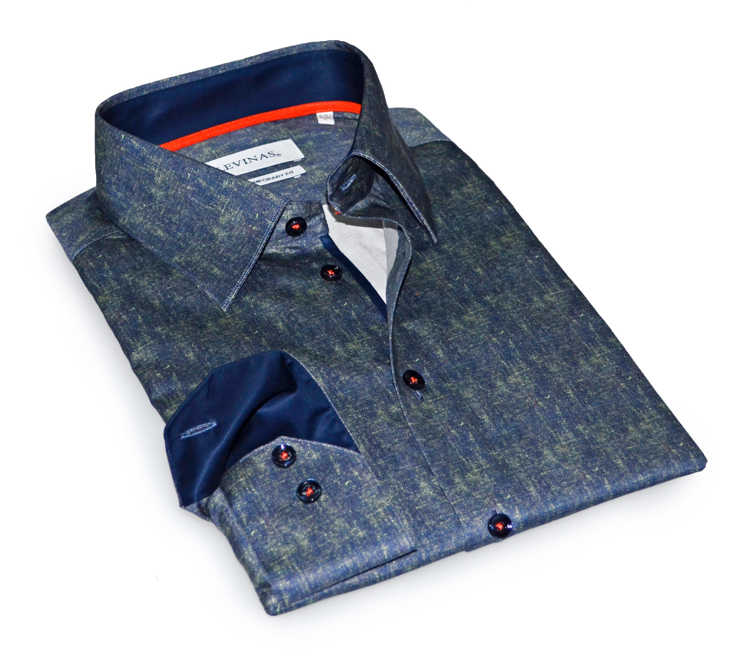 Jimmy Button-Down Shirt With Contrast Details // Green // Contemporary Fit (Regular) LEVINAS® Official