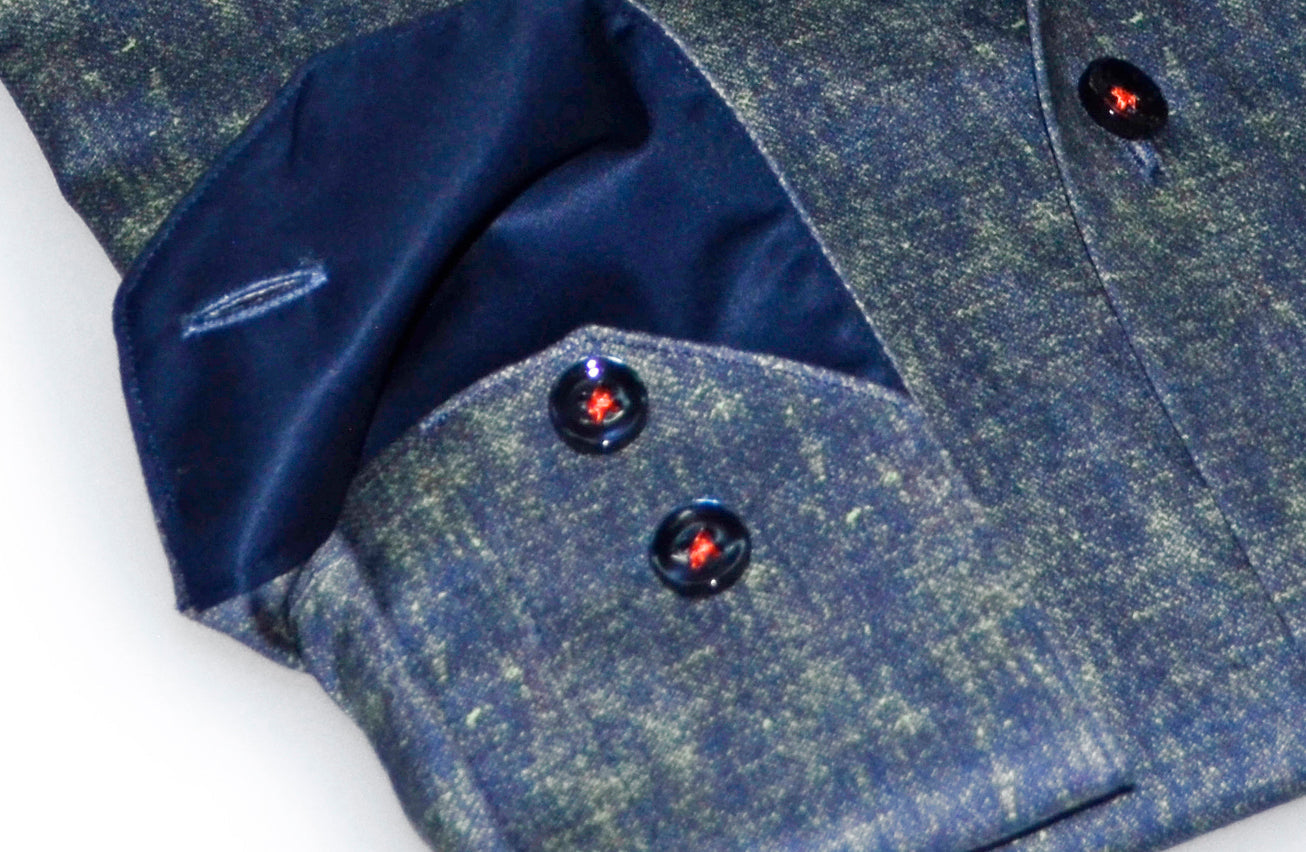 Jimmy Button-Down Shirt With Contrast Details // Green // Contemporary Fit (Regular) LEVINAS® Official