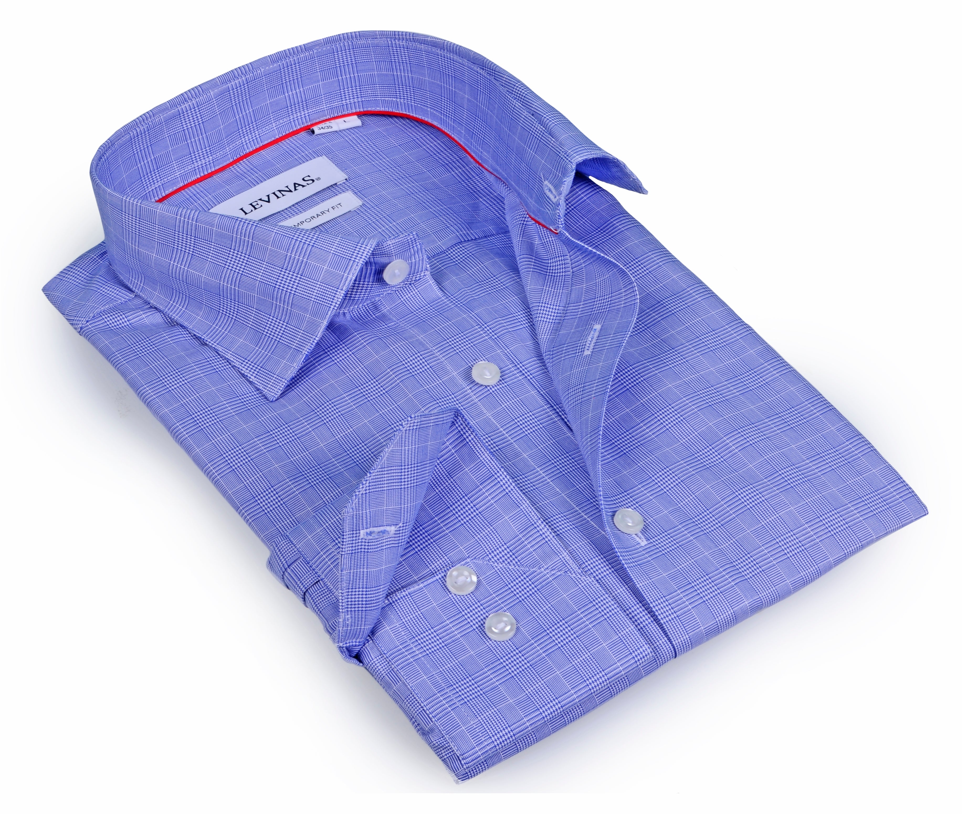 Levinas Contrast Collar Button-Up Shirt // - Contemporary Fit - contrast trimming - final sale LEVINAS® Official