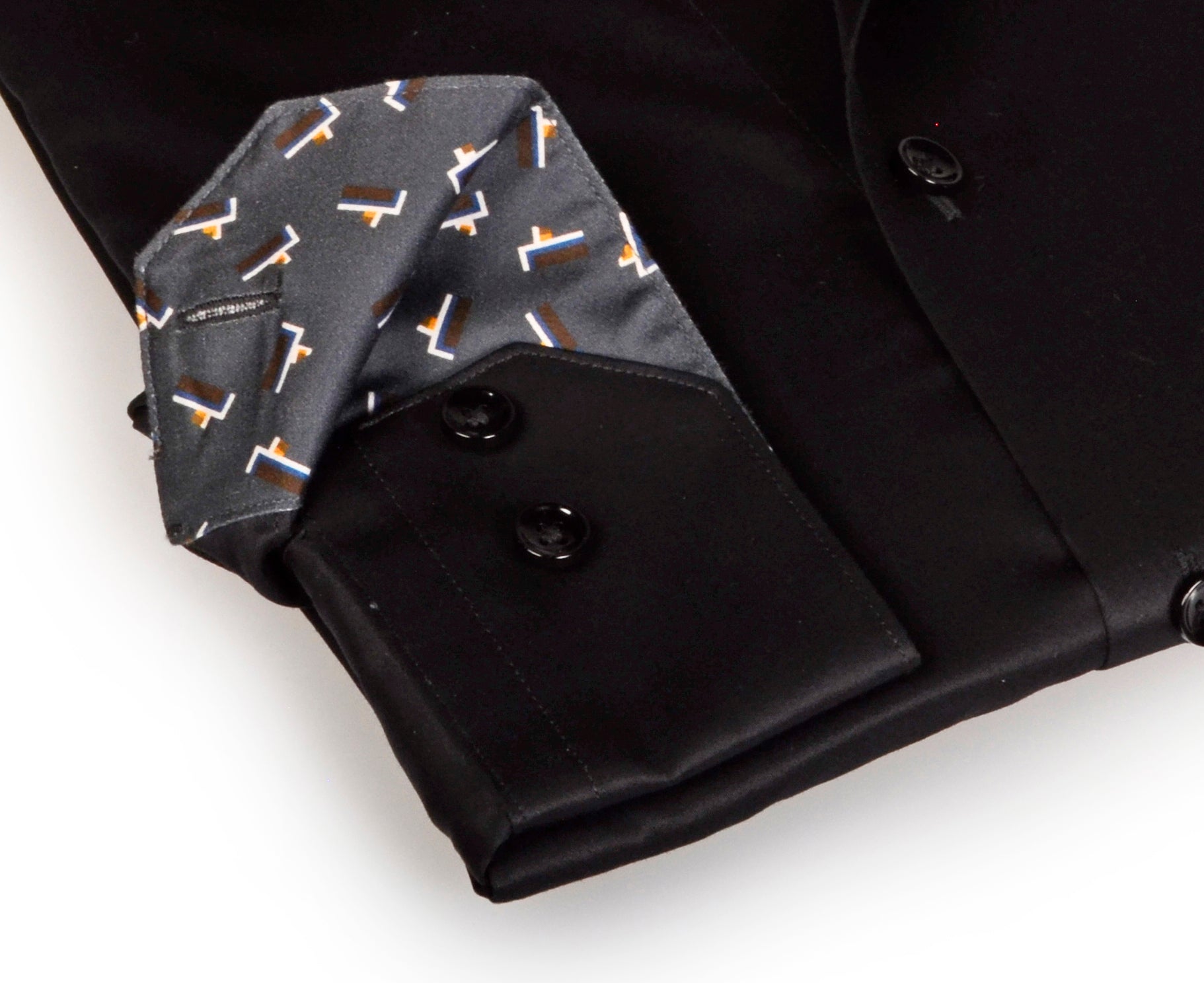 Michael Button-Down Shirt With Contrast Details // Black // Contemporary Fit (Regular) LEVINAS® Official