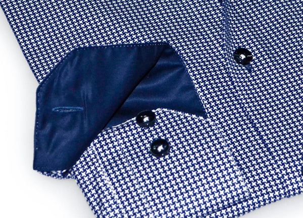 Mitch Button-Down Shirt With Contrast Details // Houndstooth // Contemporary Fit (Regular) LEVINAS® Official 