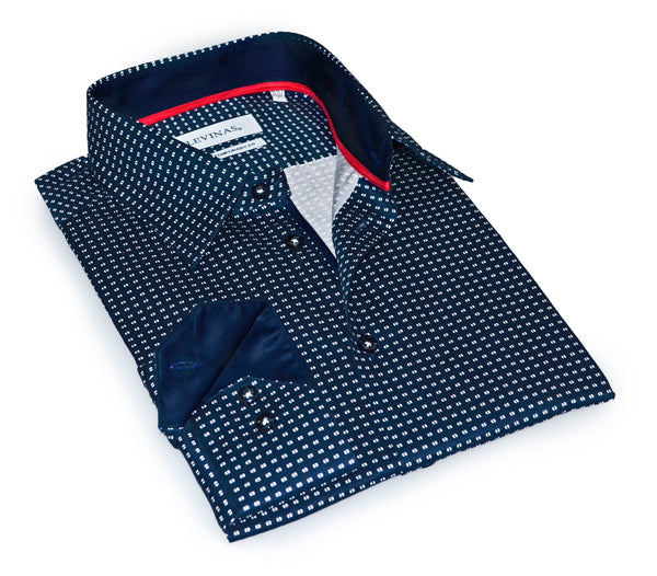 Stephen Button-Down Shirt With Contrast Details // Navy // Contemporary Fit (Regular) LEVINAS® Official 