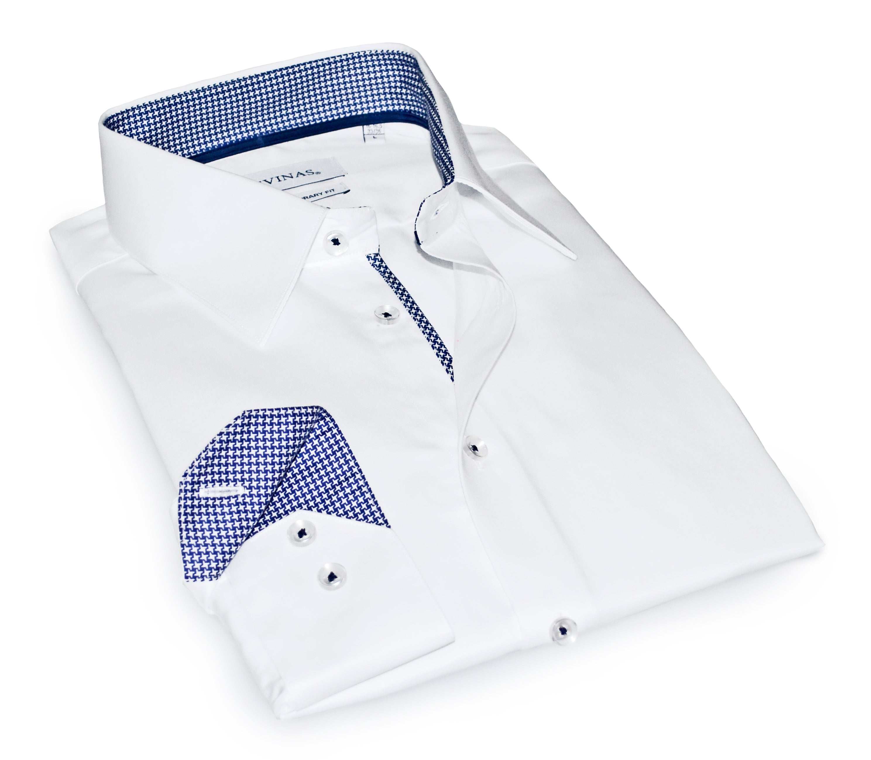 White With Blue Details // Contemporary Fit