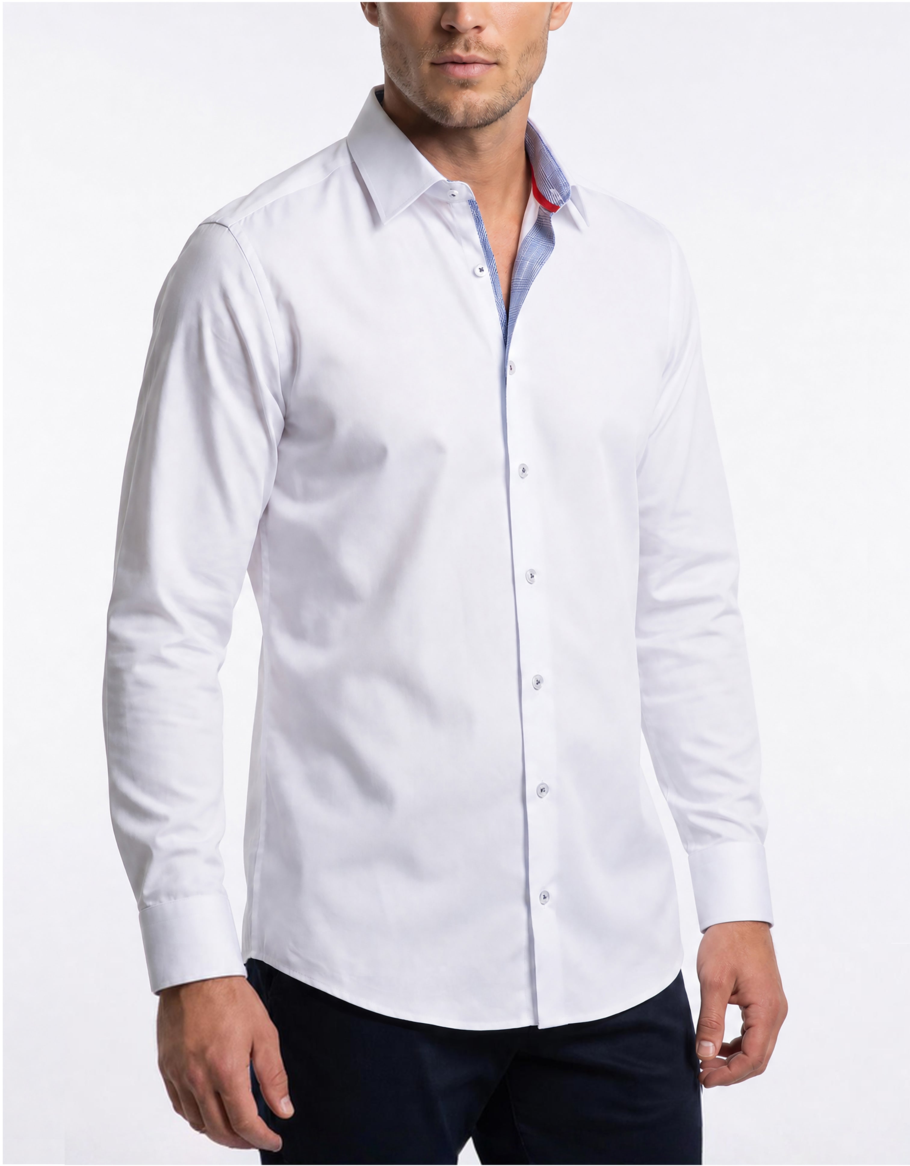 Bill Button-Up Shirt With Contrast Details // White // Contemporary Fit (Regular)