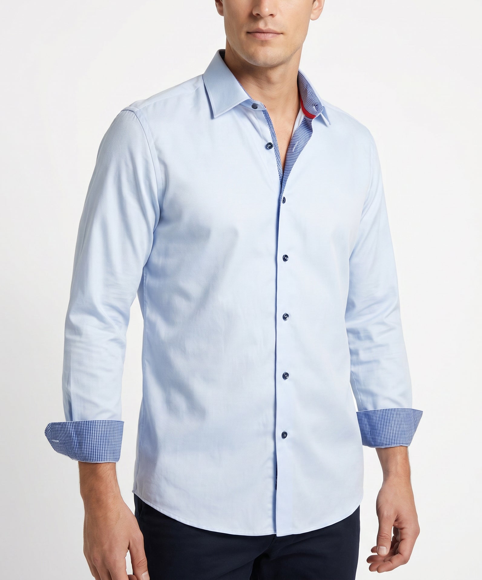 Angel Button-Up Shirt With Contrast Details // Lt Blue // Contemporary Fit (Regular)